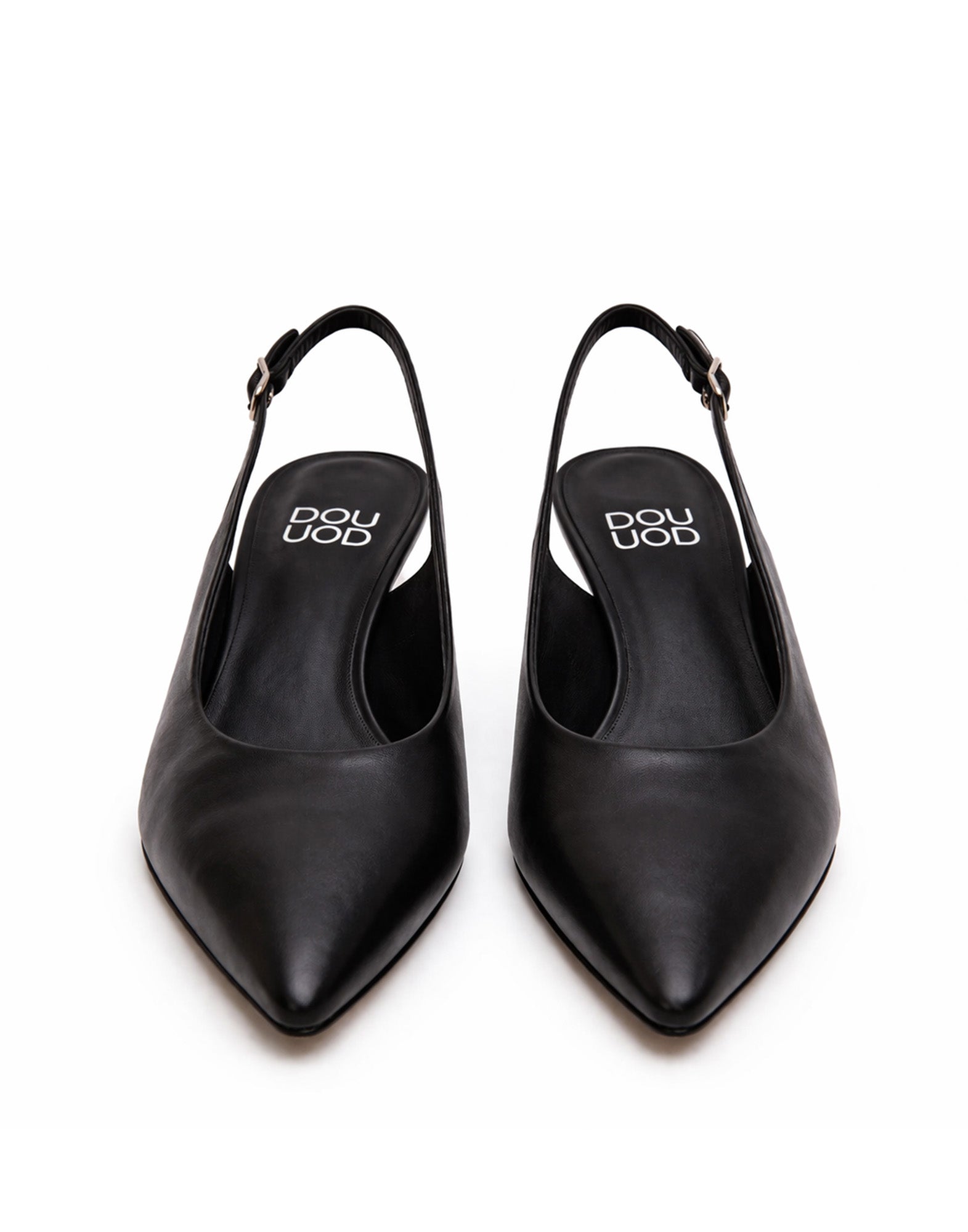 Slingback a Punta in Nappa Nera