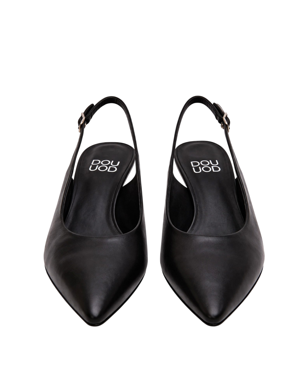 Slingback a Punta in Nappa Nera