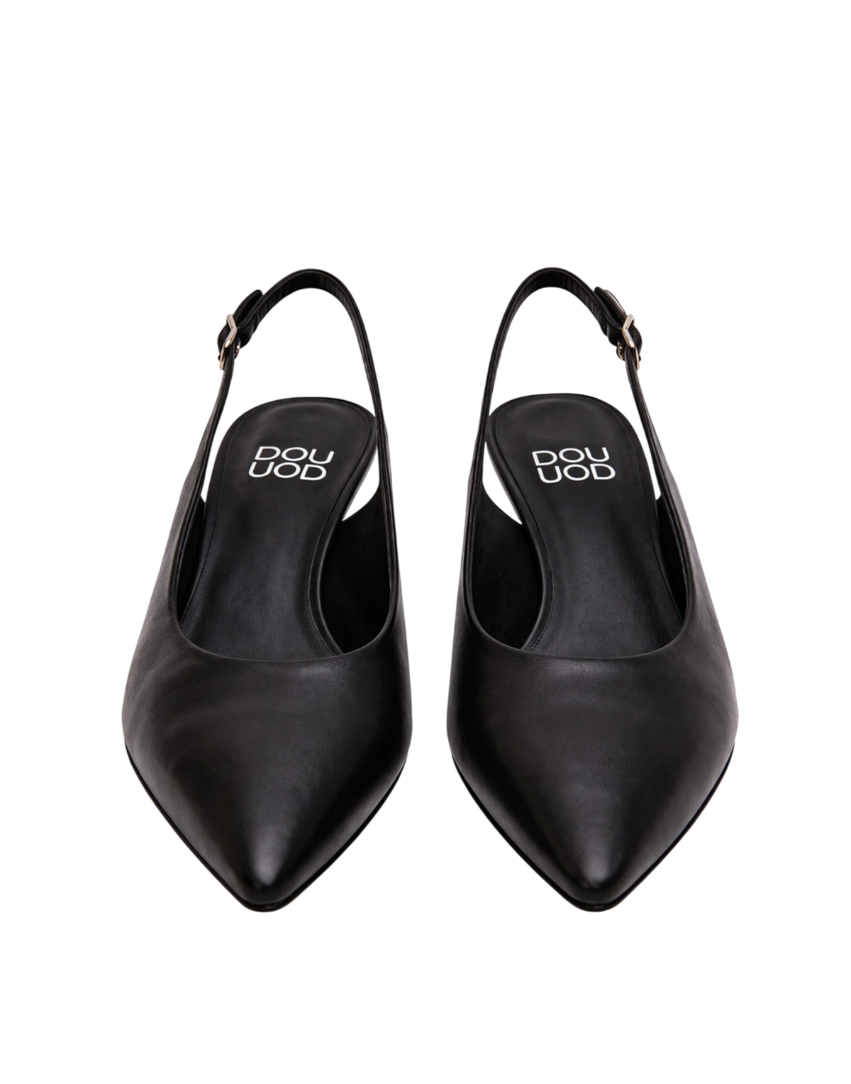 Slingback a Punta in Nappa Nera