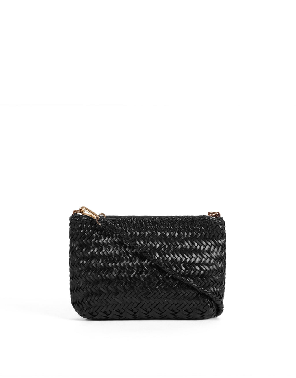 Pochette con Tracolla in Pelle Intrecciata Black