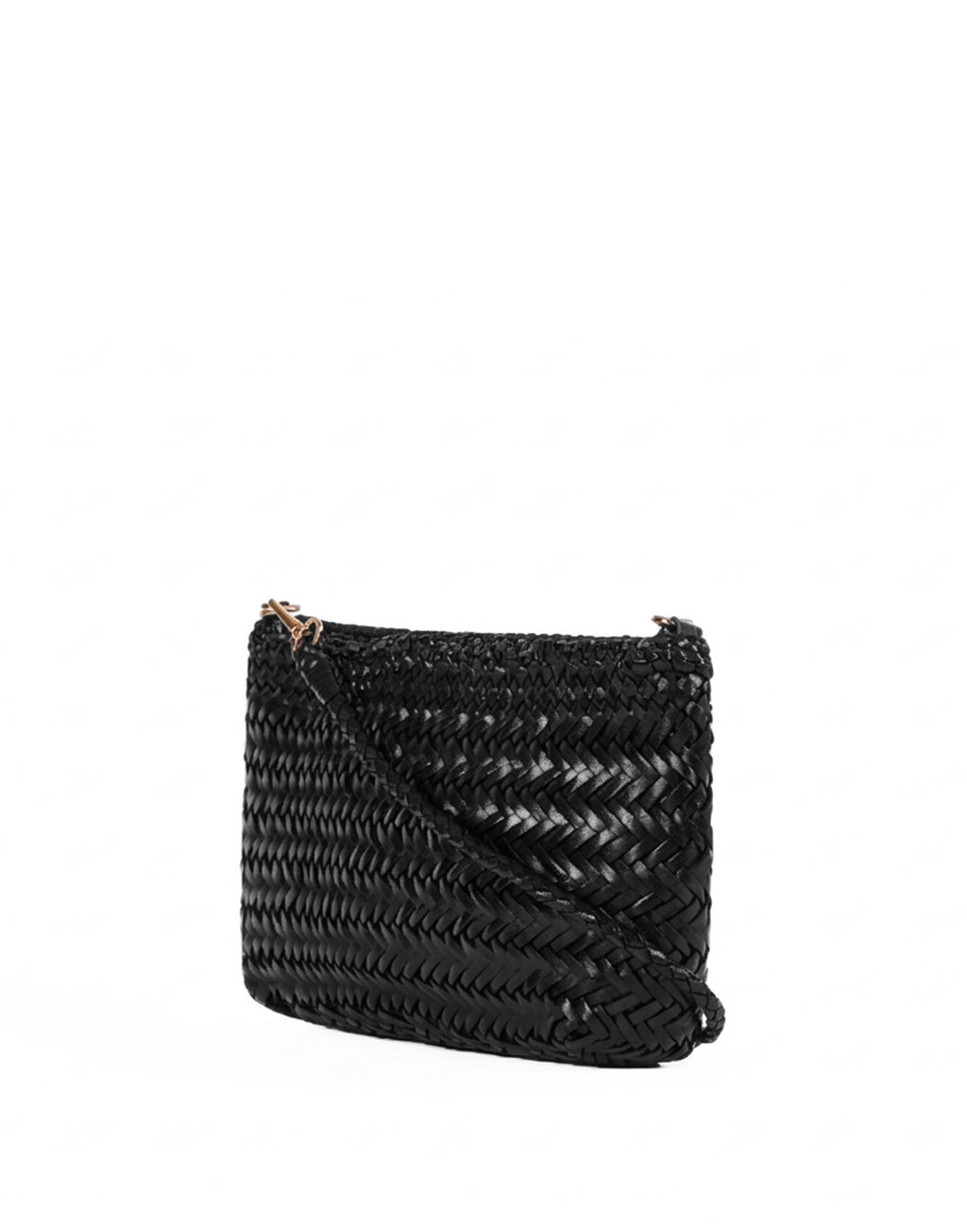 Pochette con Tracolla in Pelle Intrecciata Black