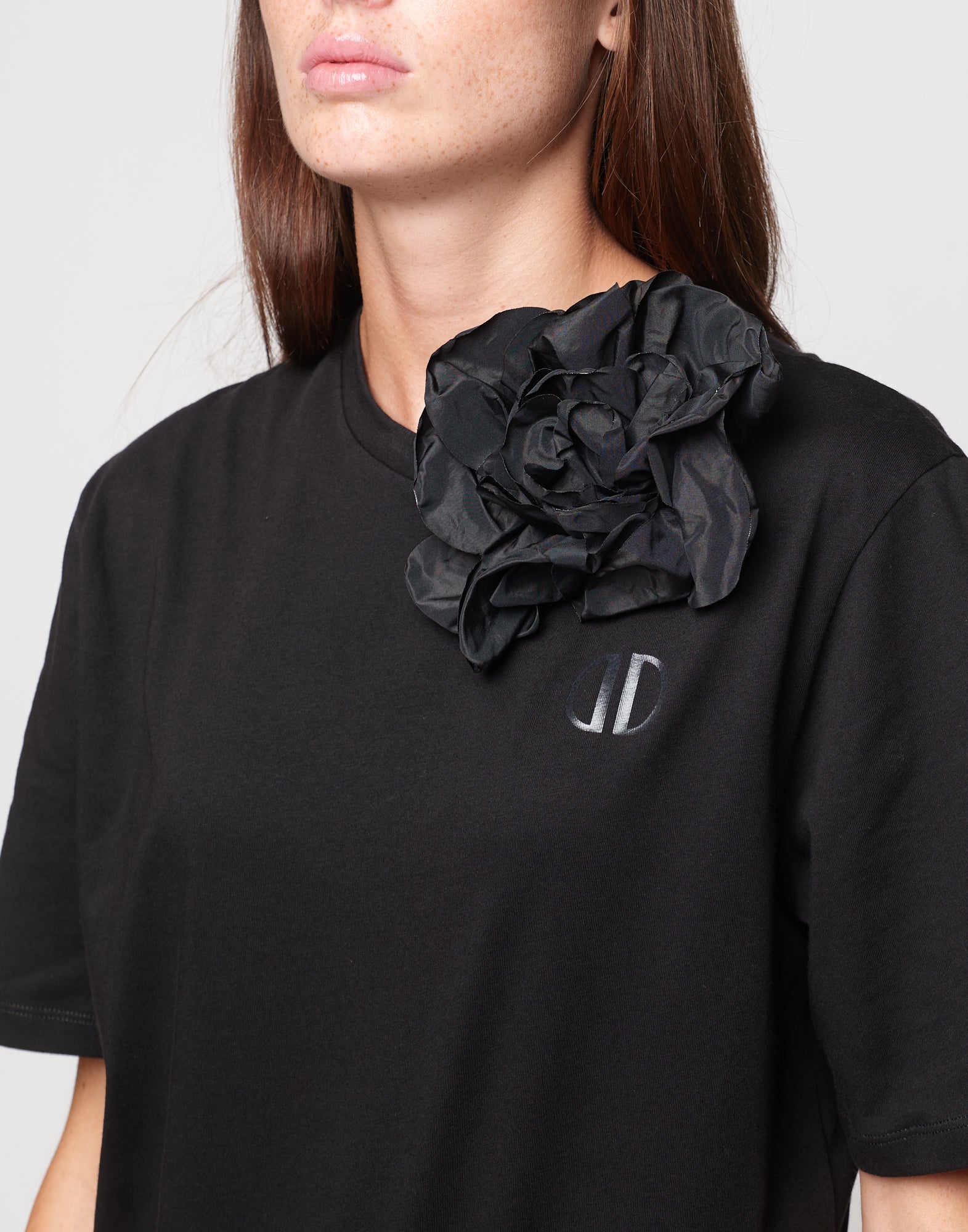 Body Manica Corta in Cotone Logo DD Nero