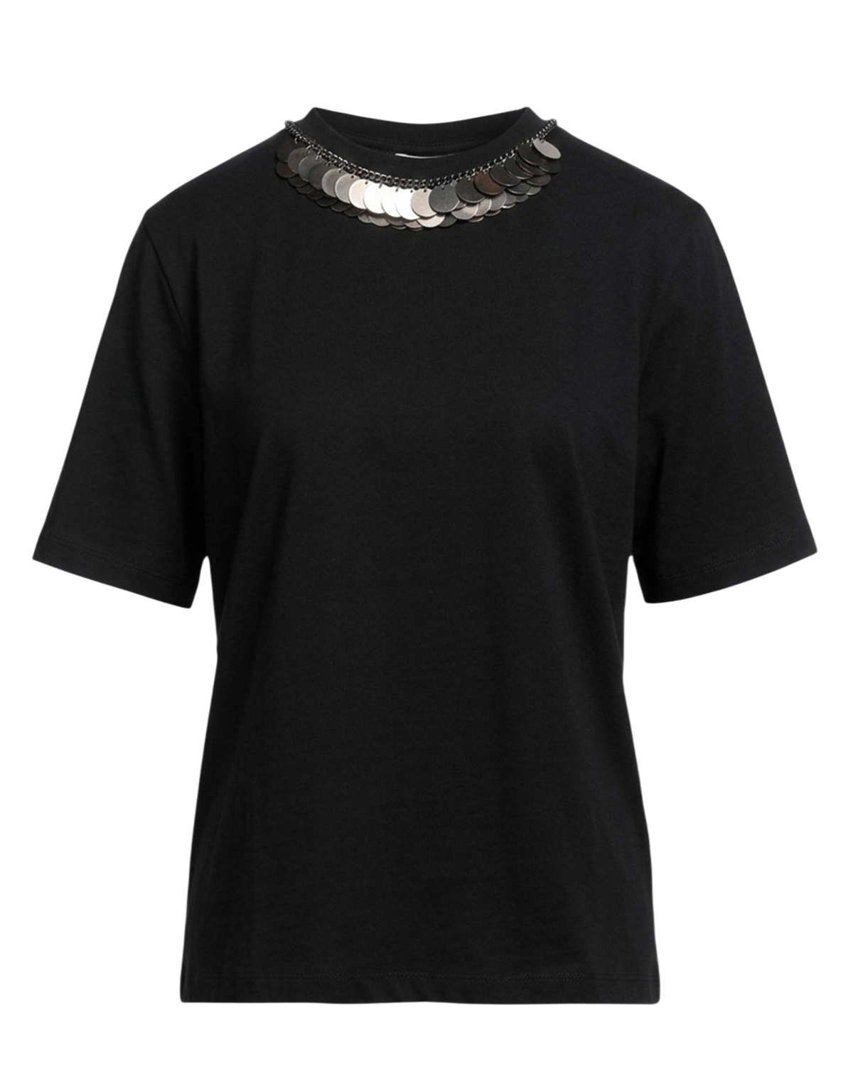 T-shirt à manches courtes avec collier à sequins noir