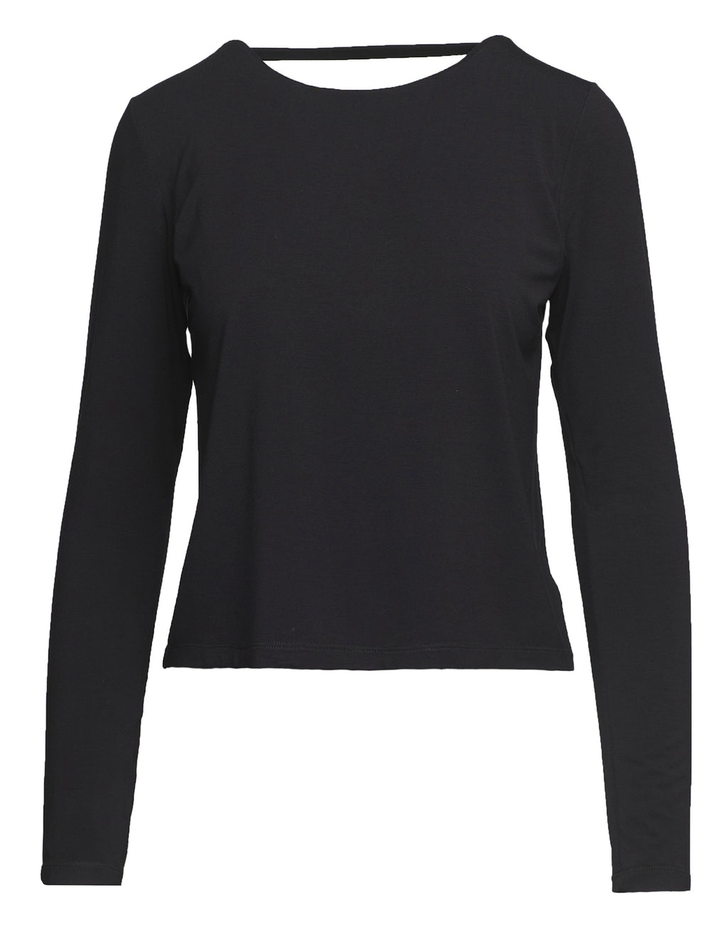 T-shirt Manica Lunga con Scollo Schiena in Bamboo Nera