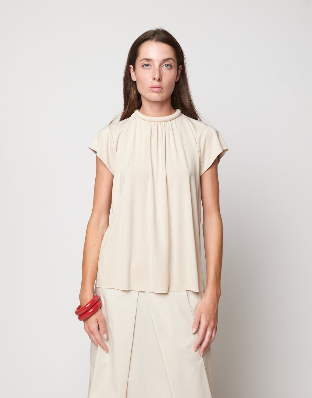 Top Collo Imbottito in Bamboo Talco