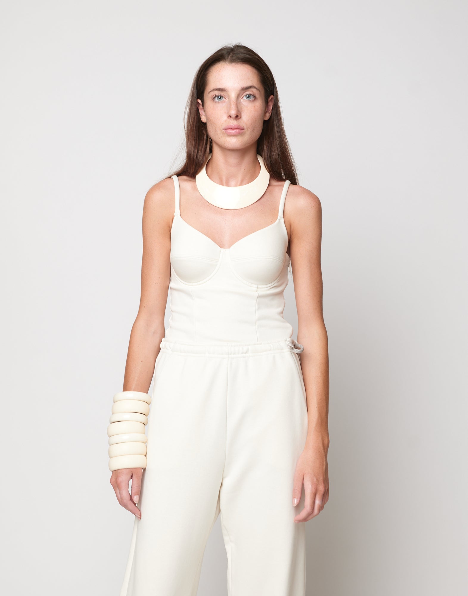 Top Scollo a Cuore in Felpa Light Burro