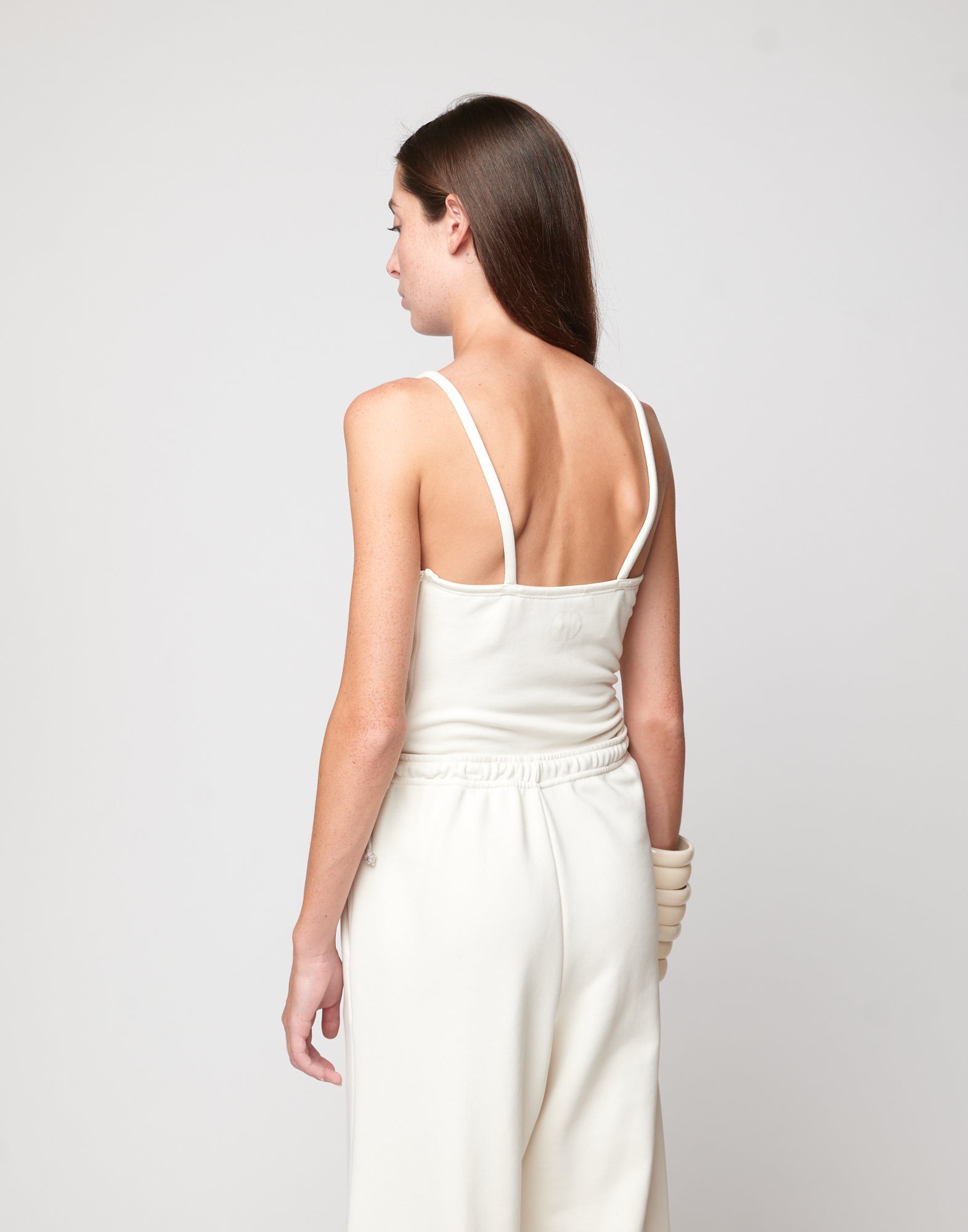 Top Scollo a Cuore in Felpa Light Burro