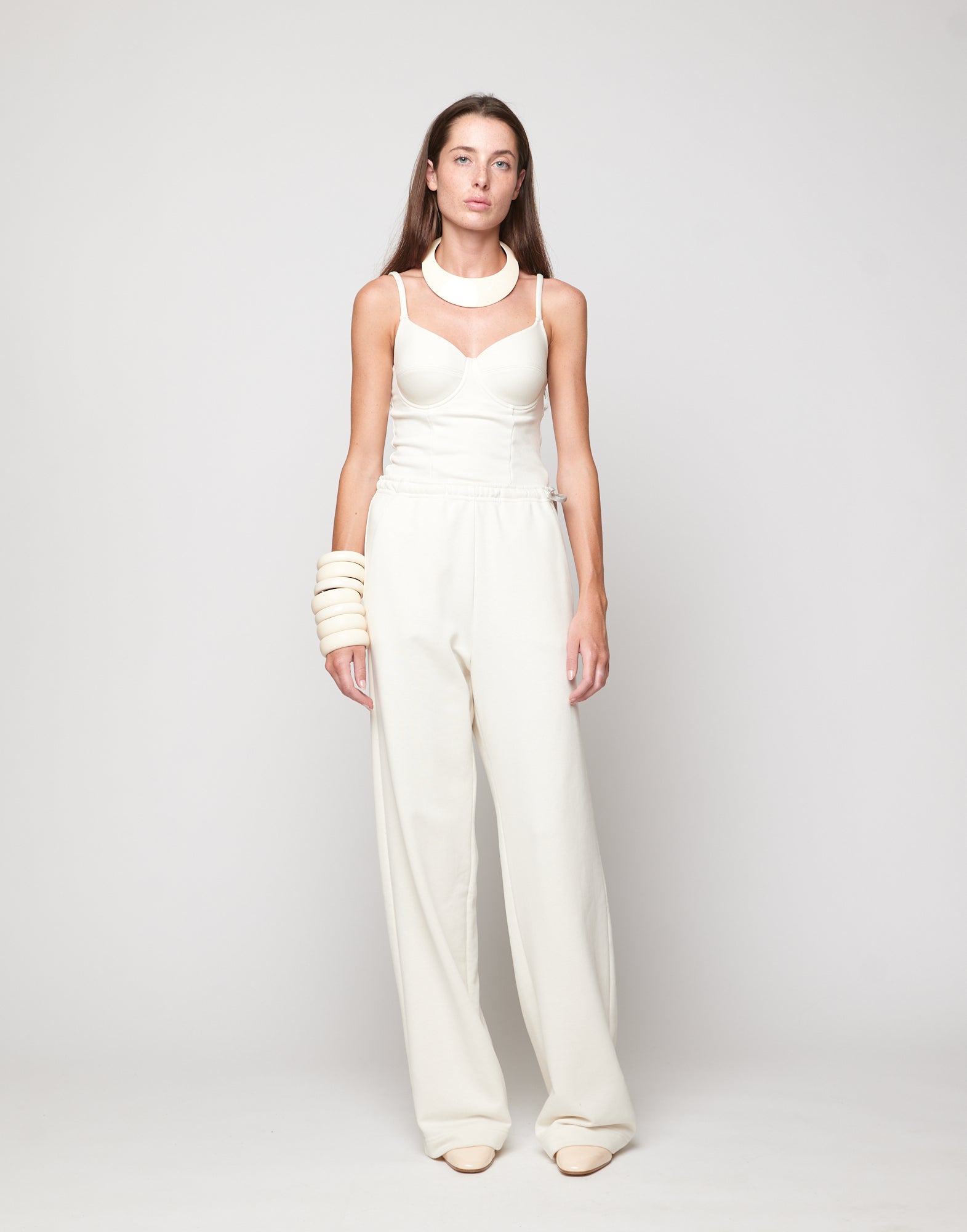 Top Scollo a Cuore in Felpa Light Burro
