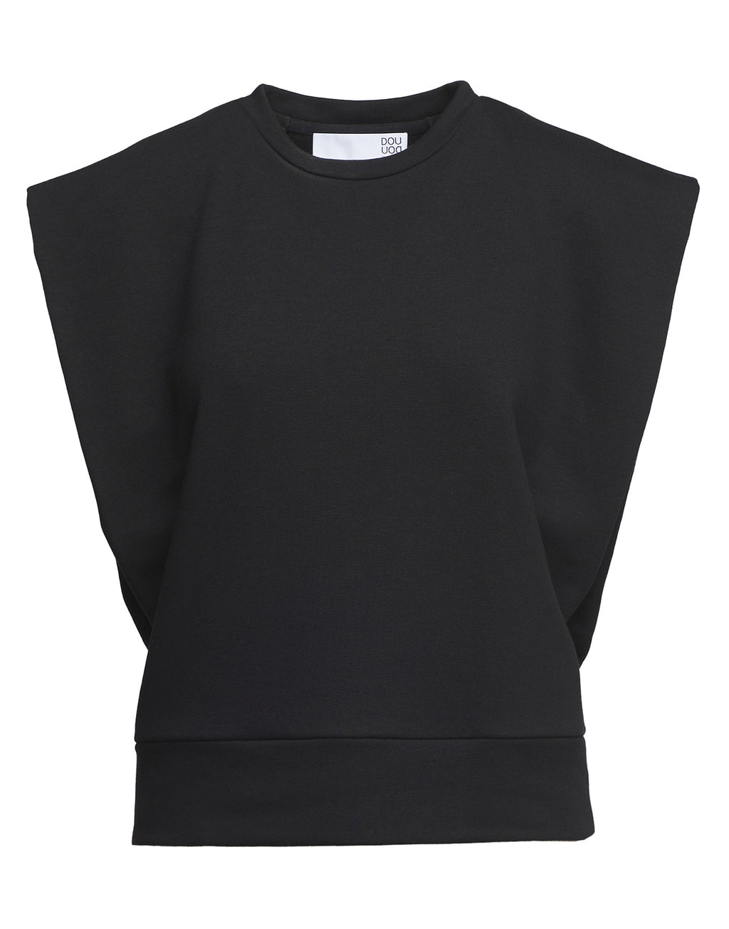 Top Gilet Girocollo in Felpa Light con Spalle Strutturate Nero