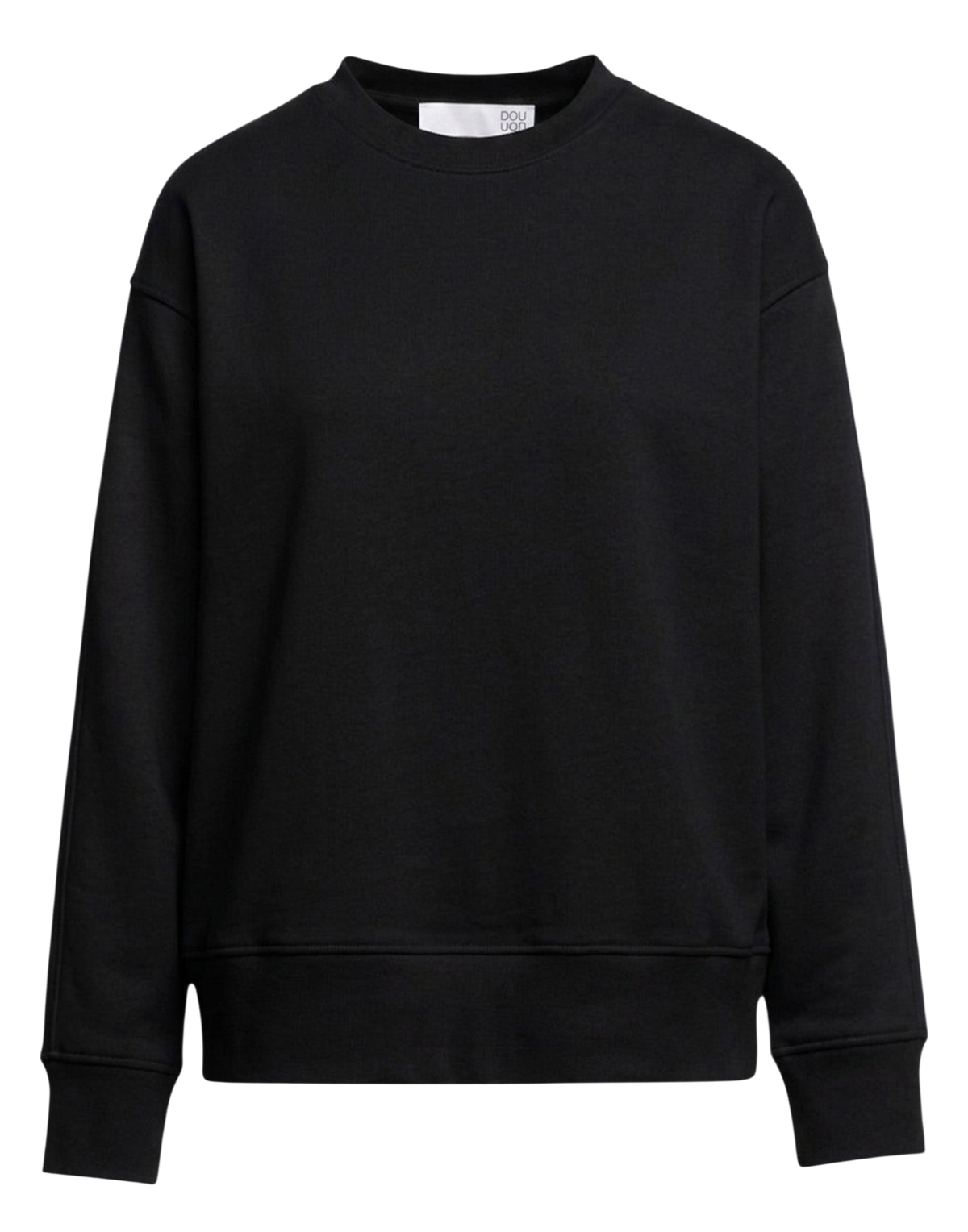 Black Drop-Shoulder Crewneck Sweatshirt