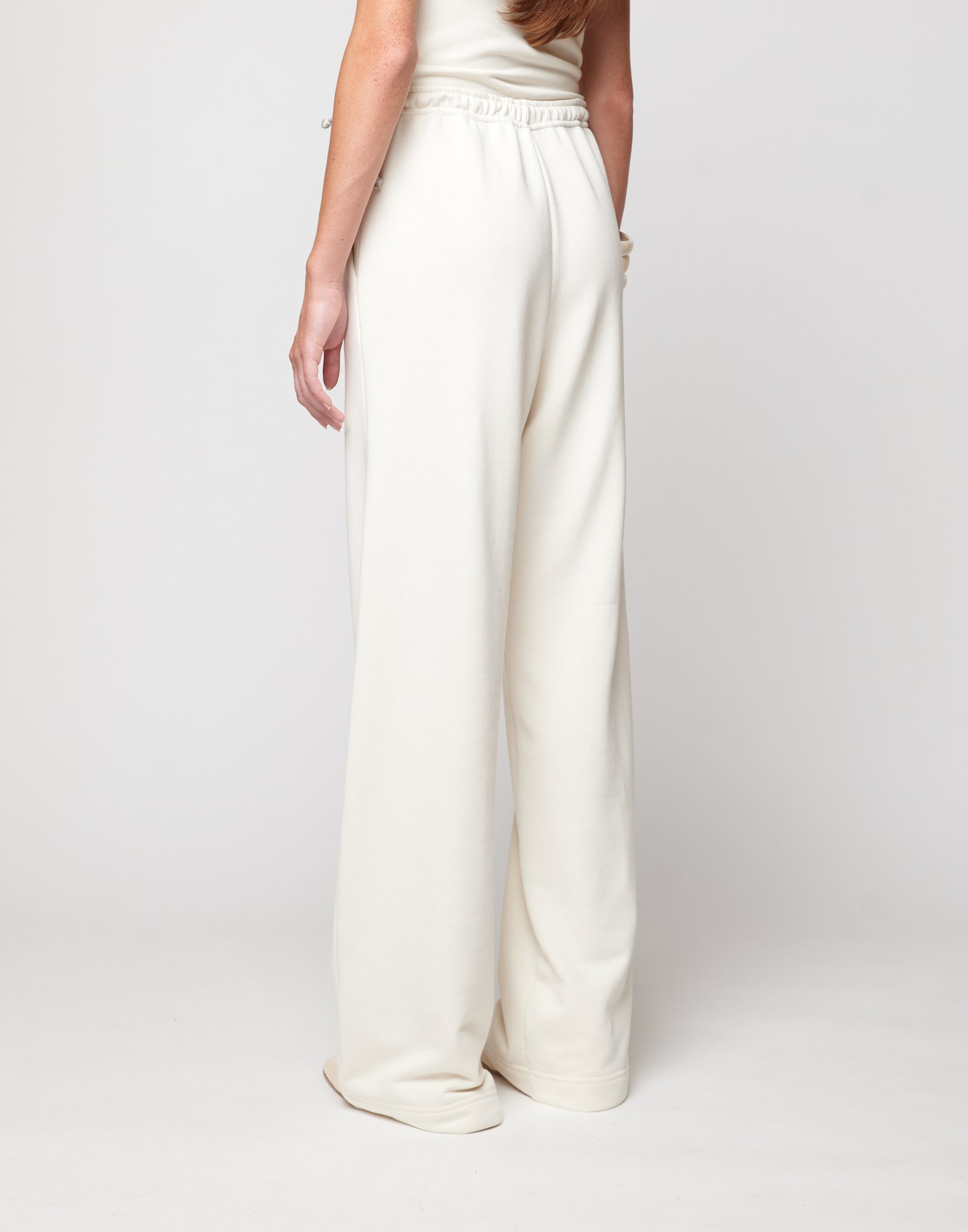 Pantalone Wide in Felpa Light Burro