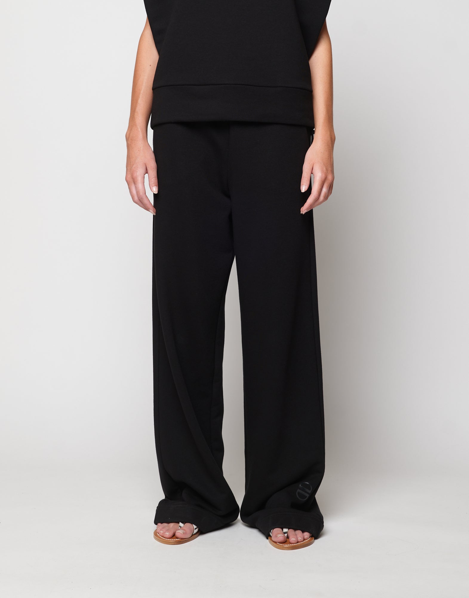 Pantalone Wide in Felpa Light Nero