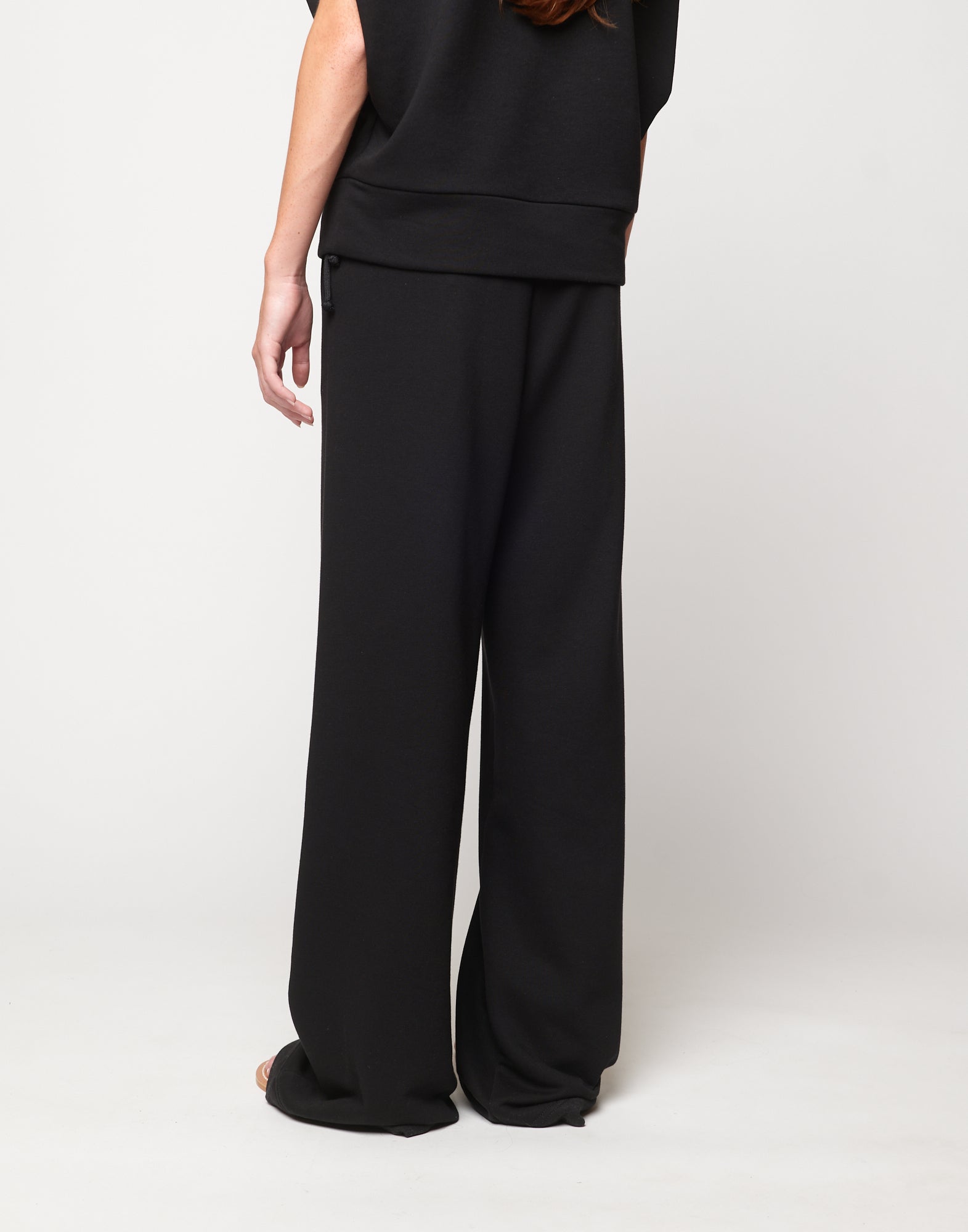 Pantalone Wide in Felpa Light Nero
