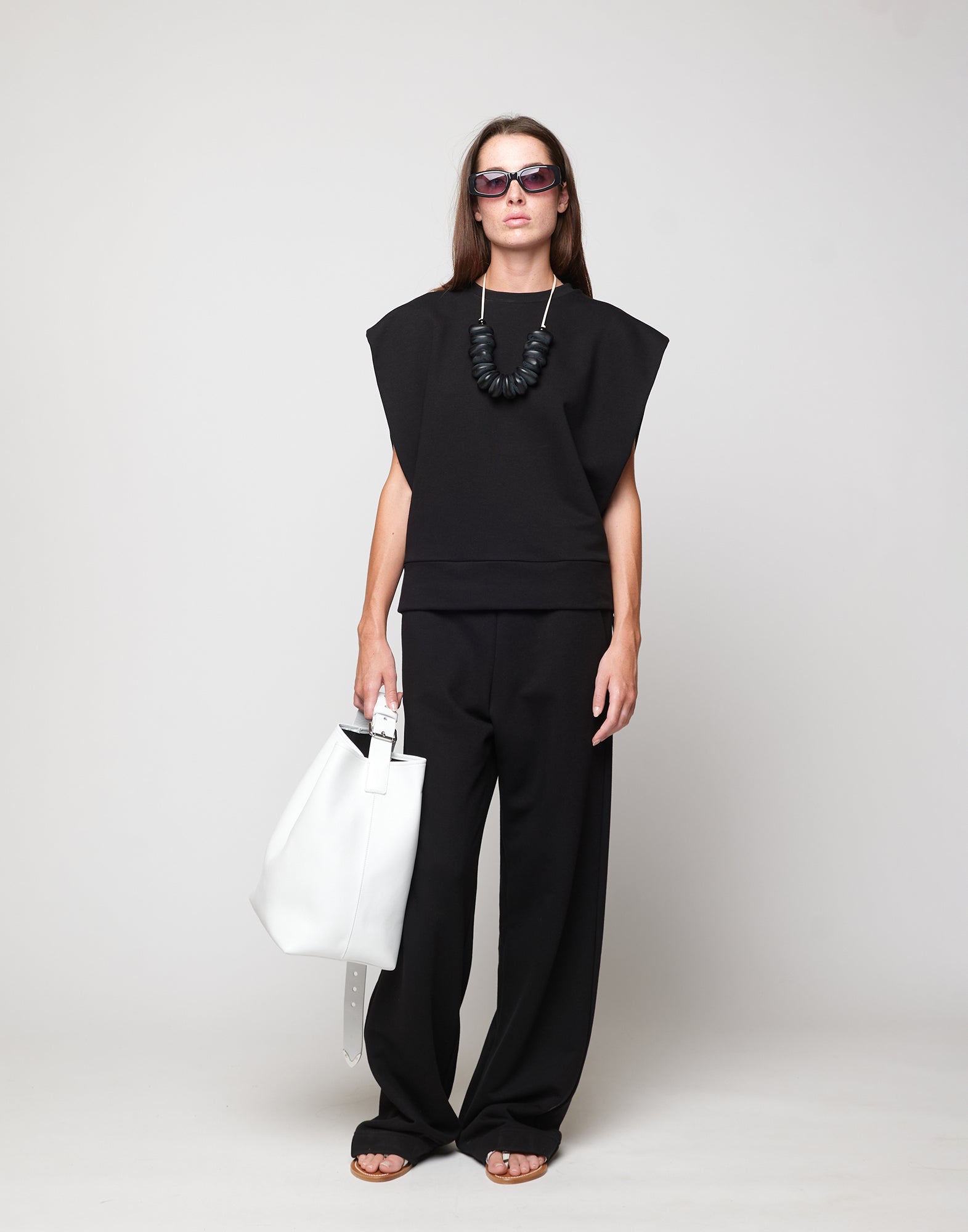 Pantalone Wide in Felpa Light Nero