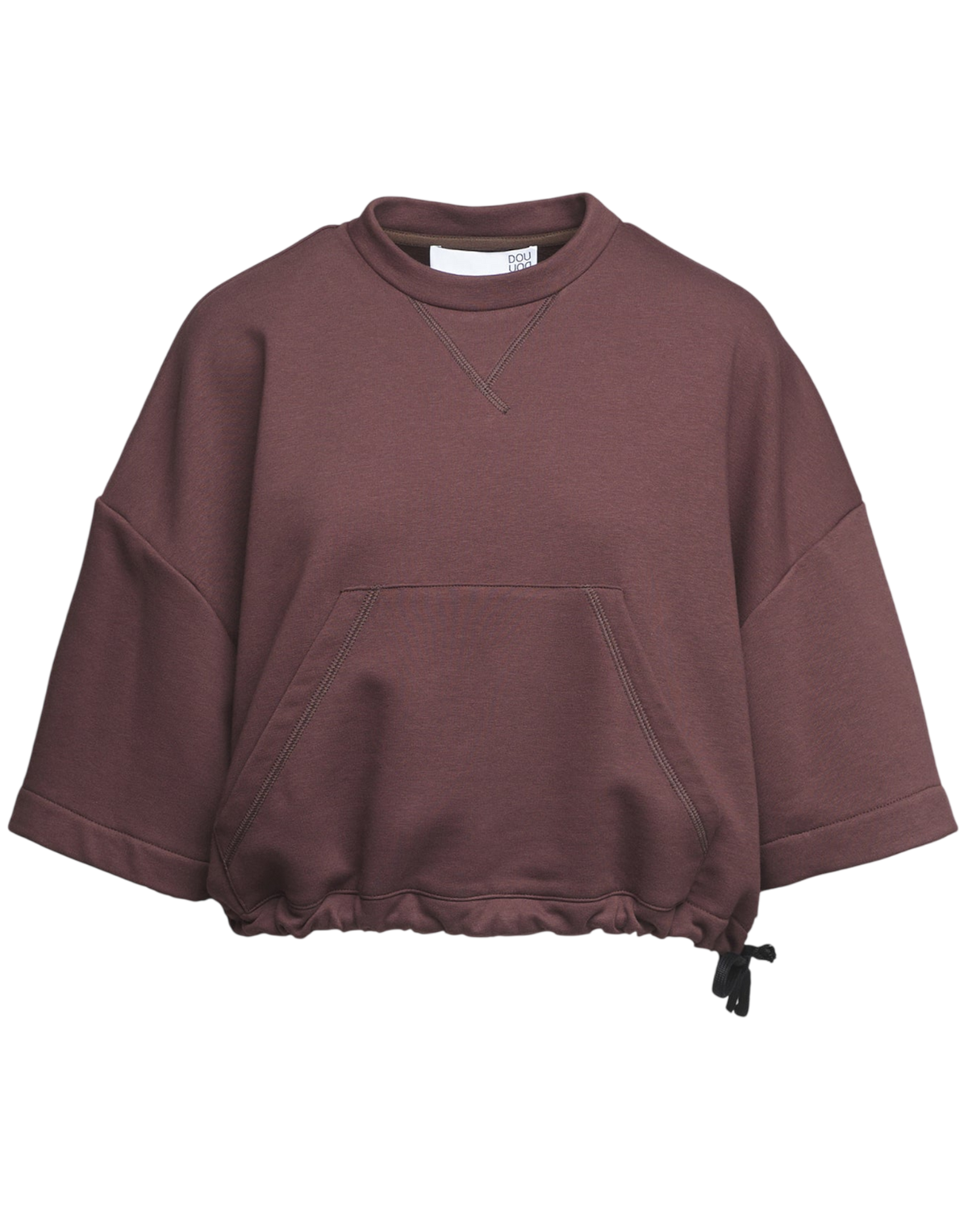 Sweat-shirt boxy à cordon de serrage marron