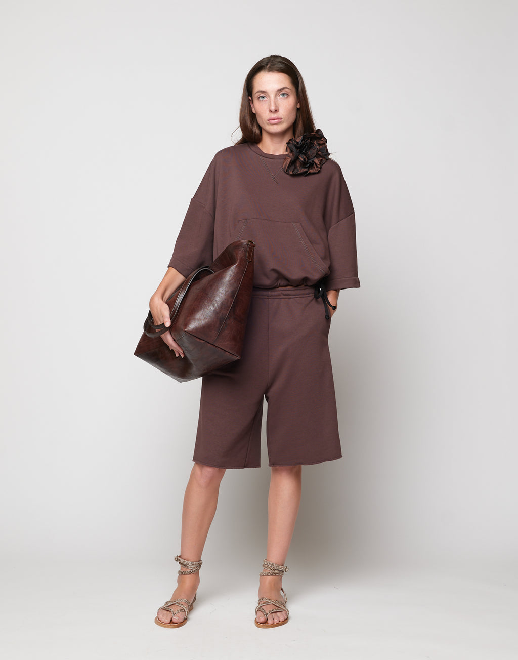 Felpa Boxy con Coulisse Moro