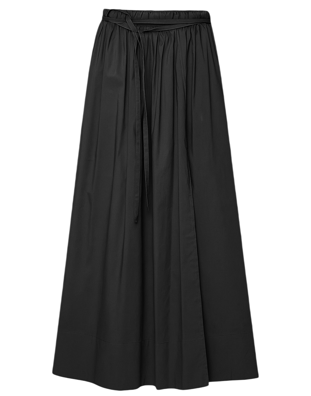 Black Cotton Poplin Wrap Skirt