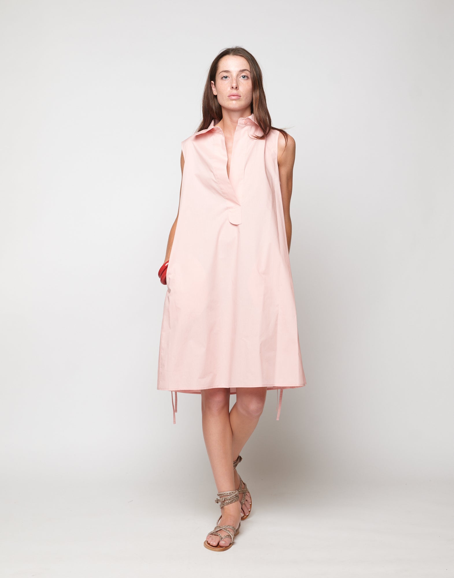 Abito Polo A-Line in Popeline di Cotone Fard