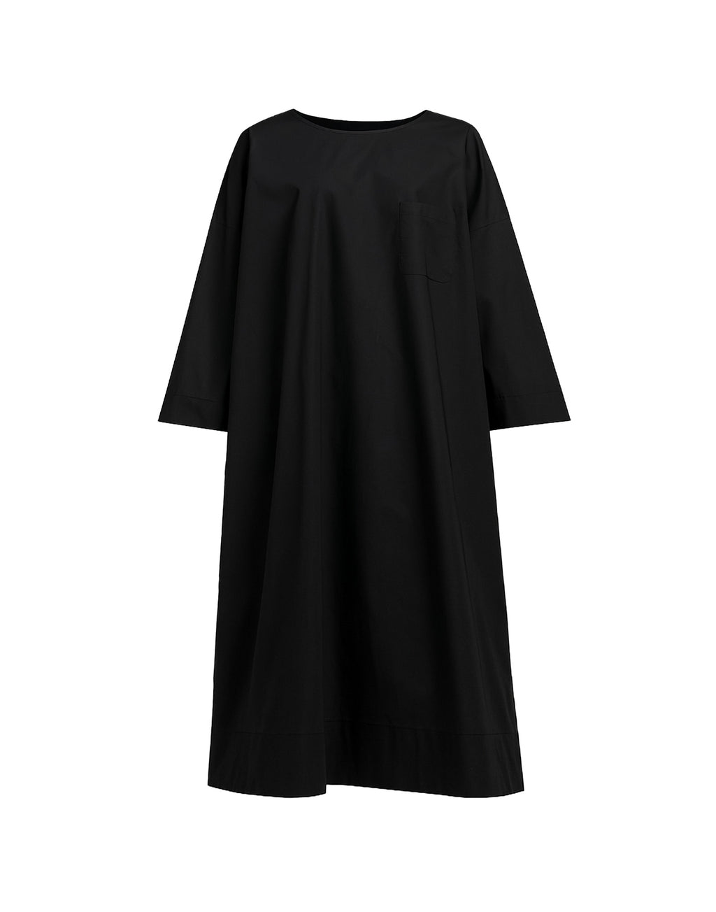 Abito Sack Loose Popeline di Cotone Nero