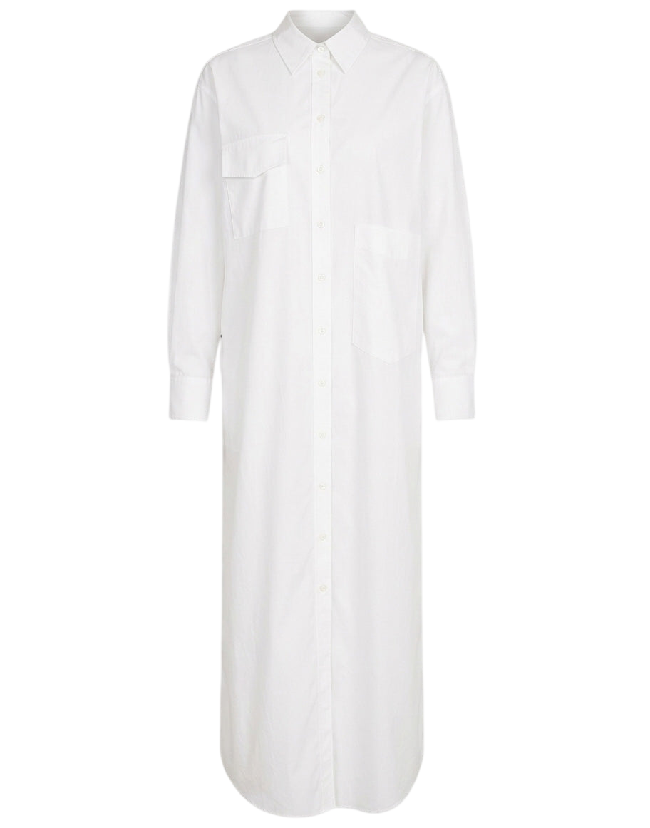 Robe chemisier en popeline de coton blanc cassé