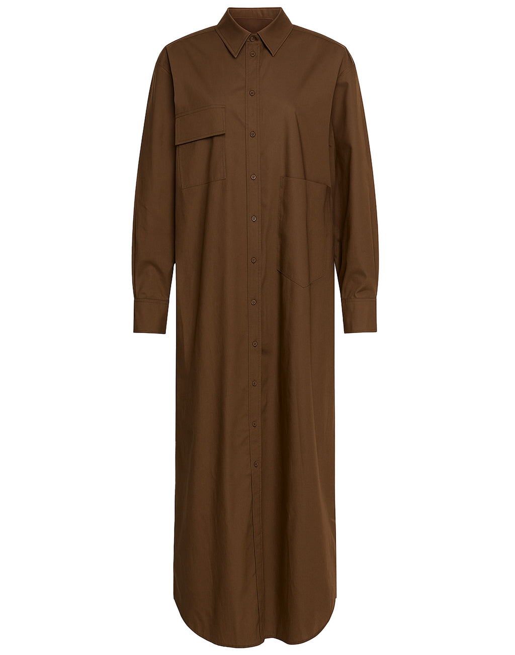 Abito Chemisier in Popeline di Cotone Fondente