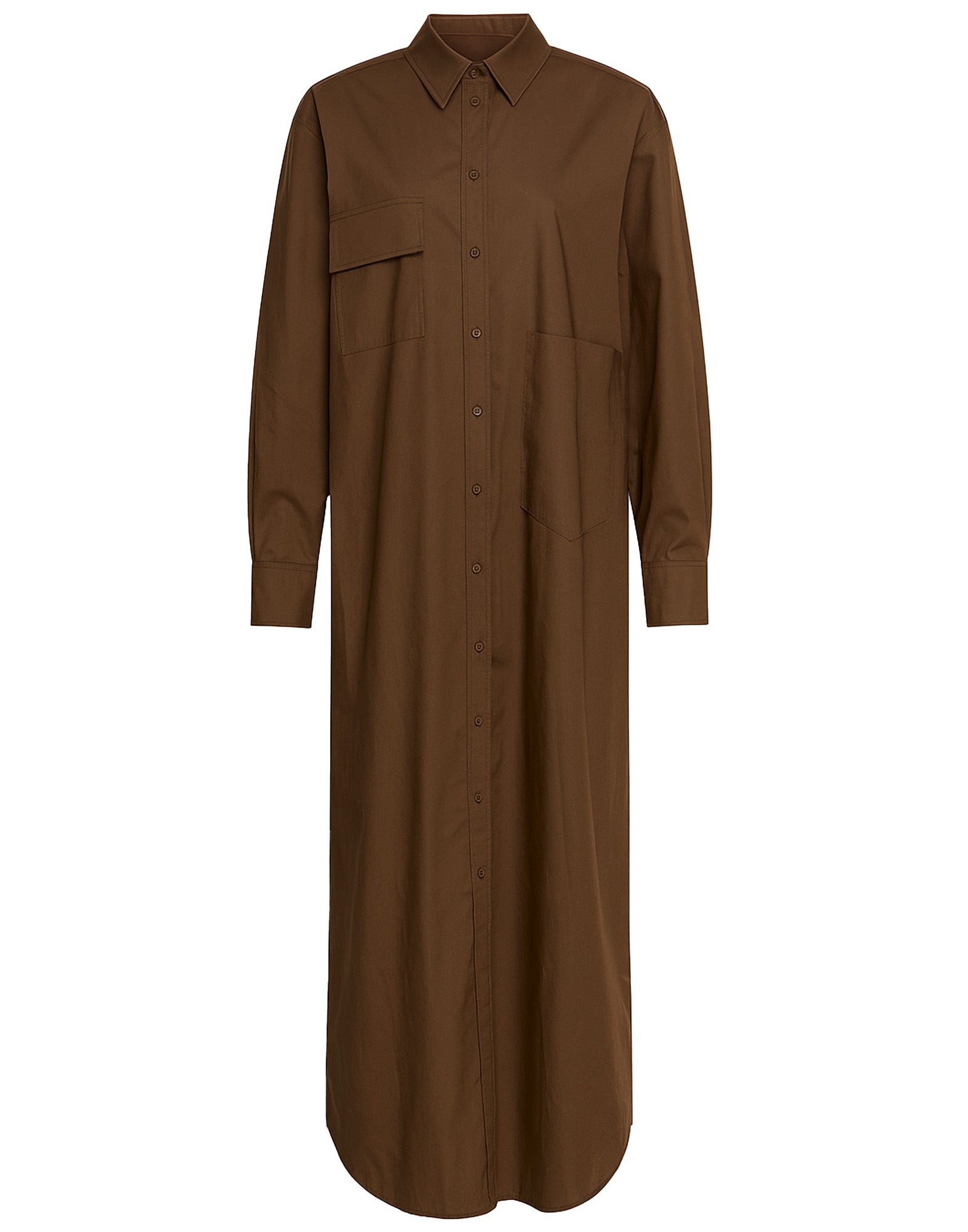 Abito Chemisier in Popeline di Cotone Fondente