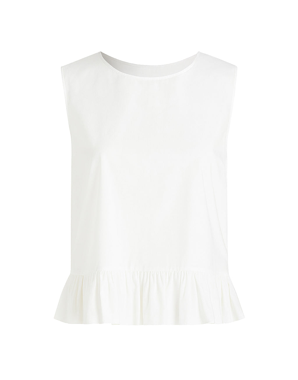 Top Peplo in Popeline di Cotone Off White