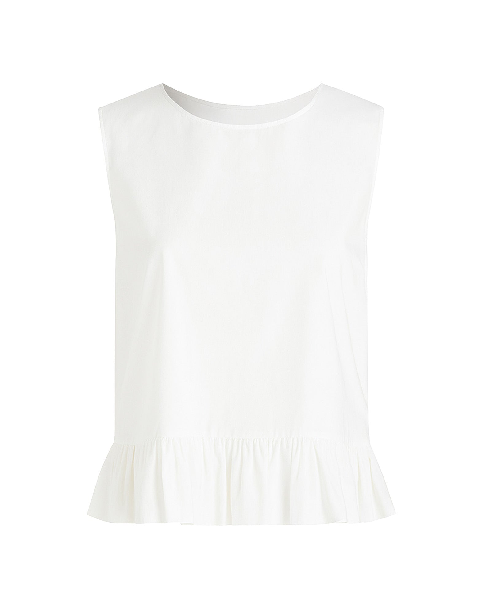 Top Peplo in Popeline di Cotone Off White