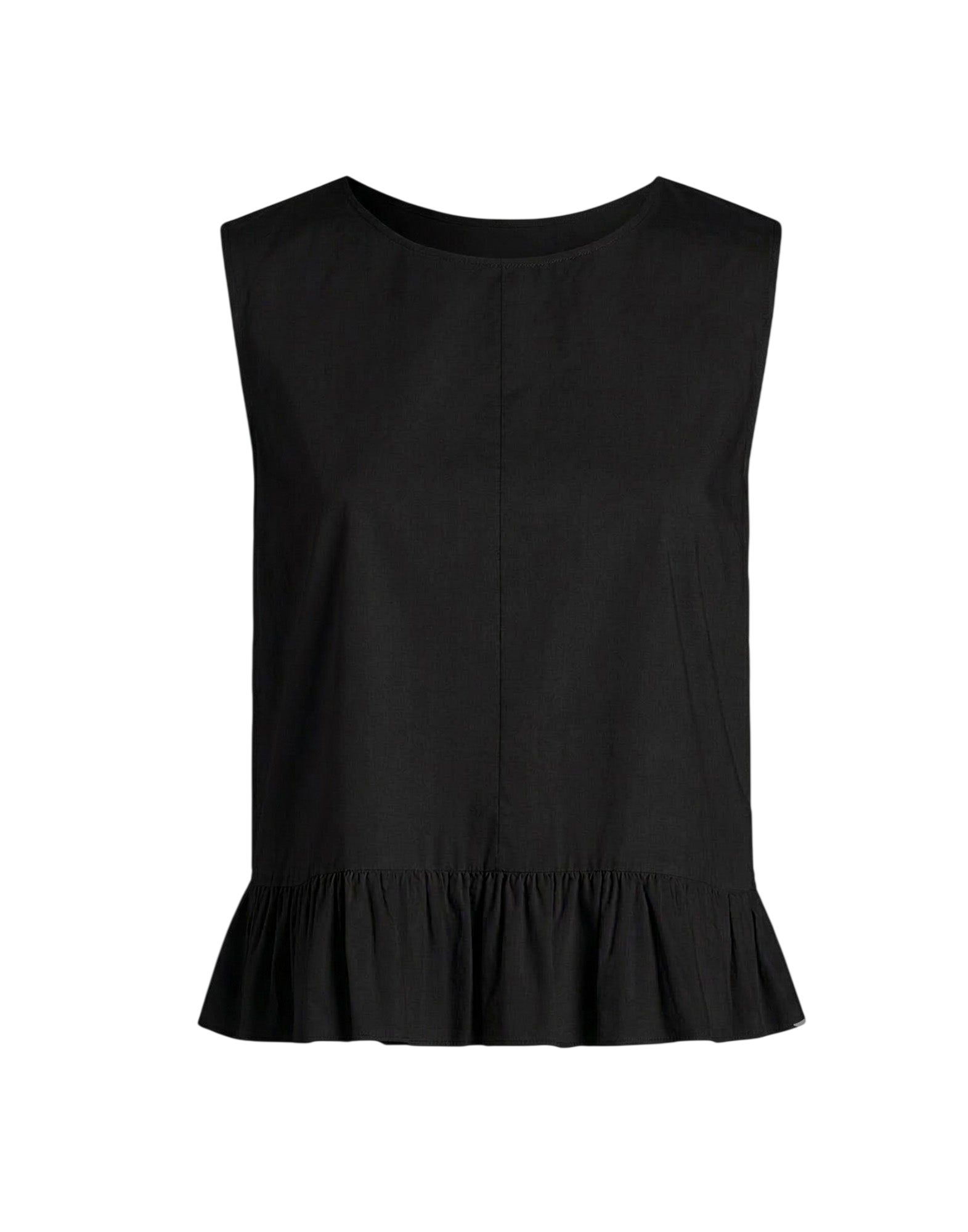 Top Peplo in Popeline di Cotone Nero