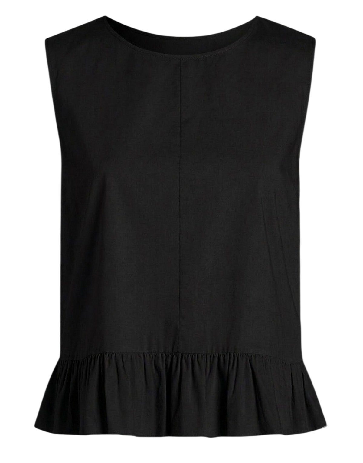 Black Cotton Poplin Peplum Top