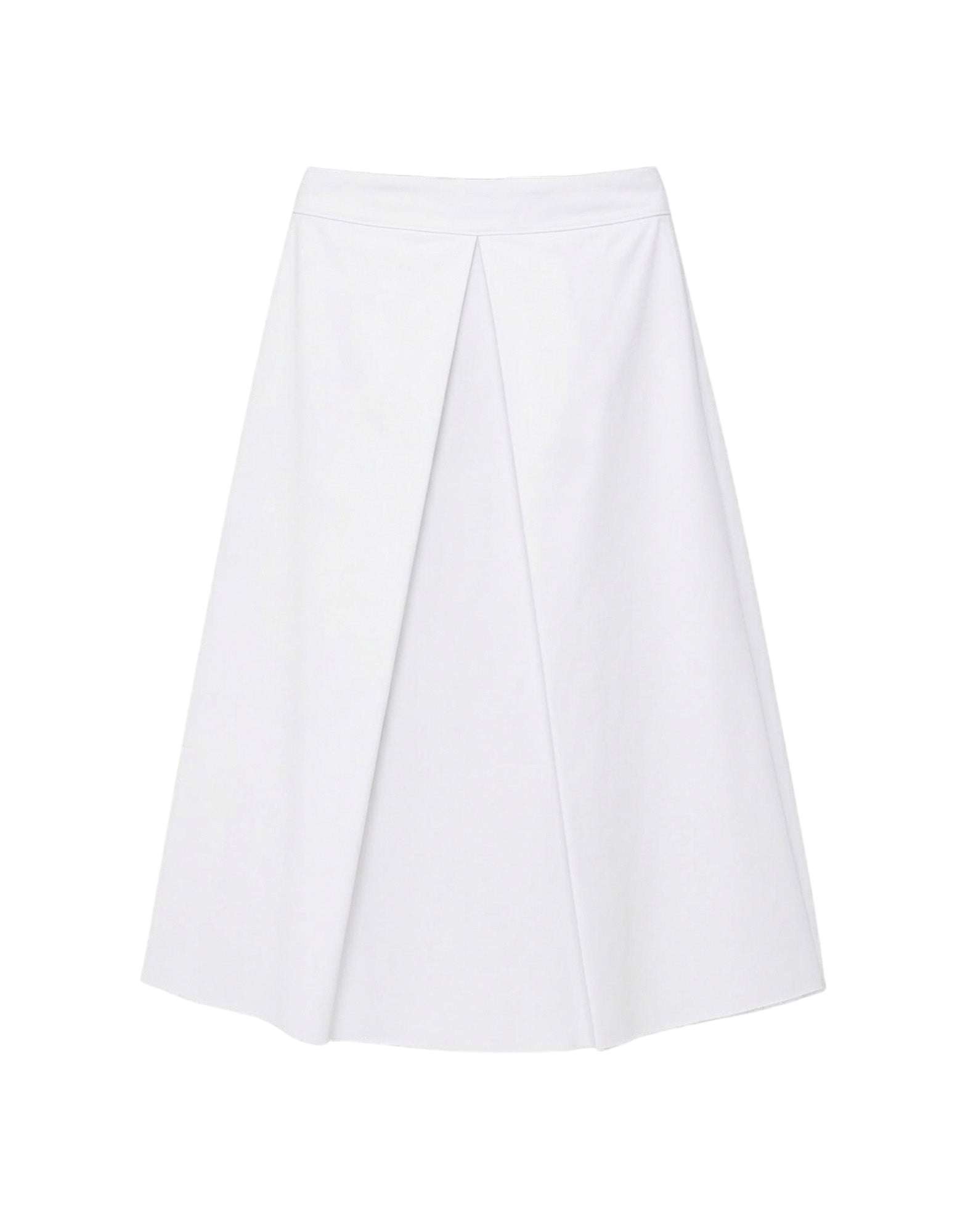 Gonna Midi a Pieghe in Popeline di Cotone Off White