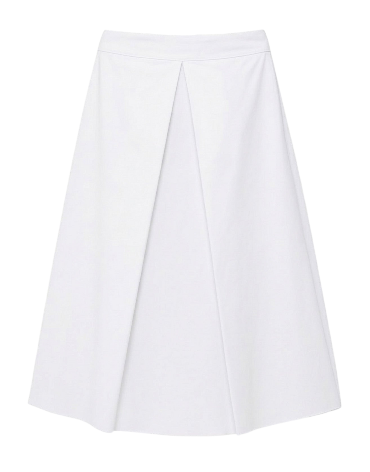 Jupe midi plissée en popeline de coton blanc cassé