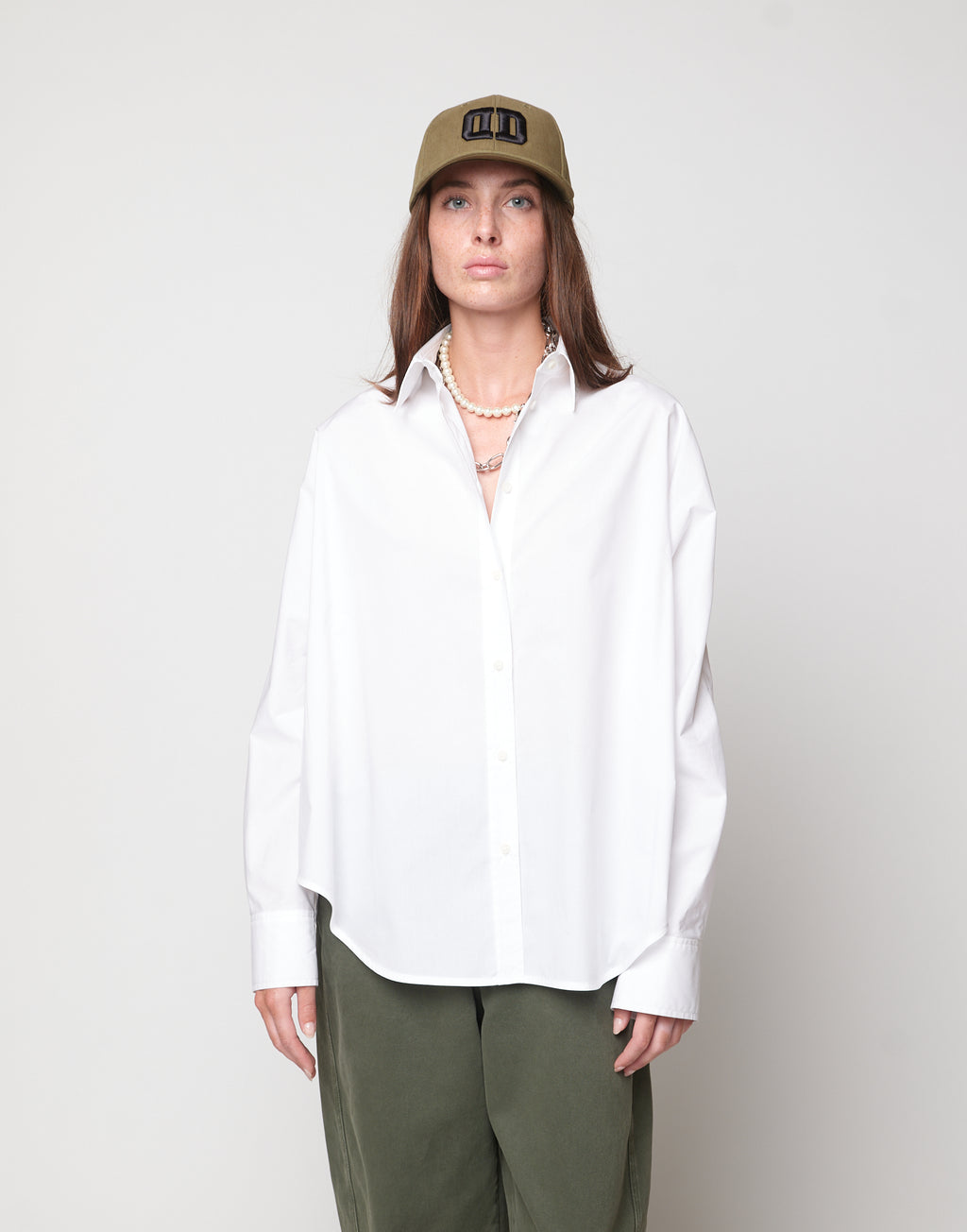 Camicia Over in Popeline di Cotone Off White