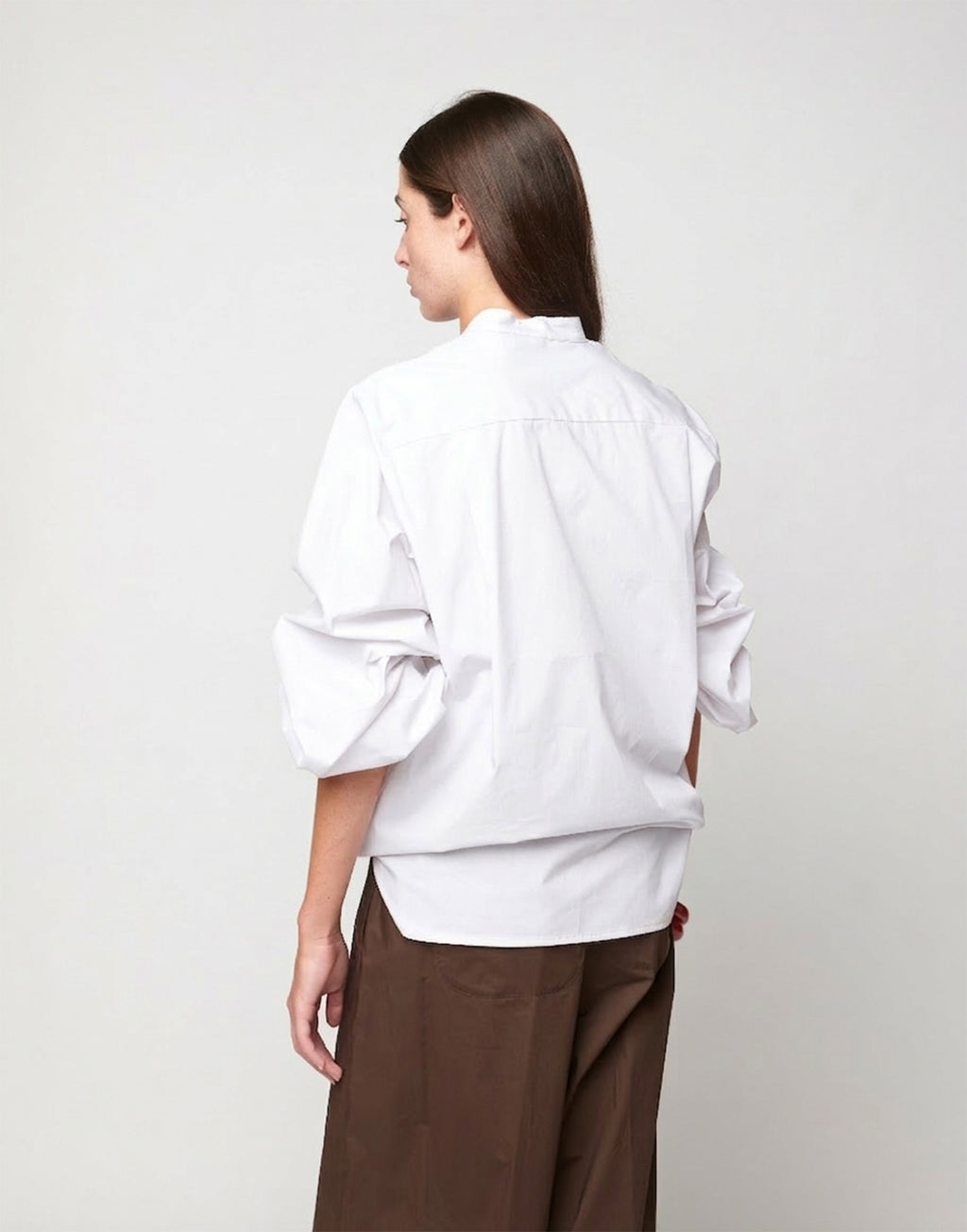 Camicia Maniche a Baloon in Popeline di Cotone Off White