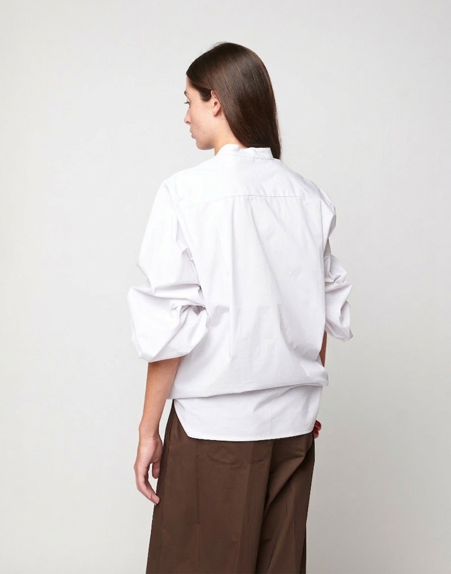 Camicia Maniche a Baloon in Popeline di Cotone Off White