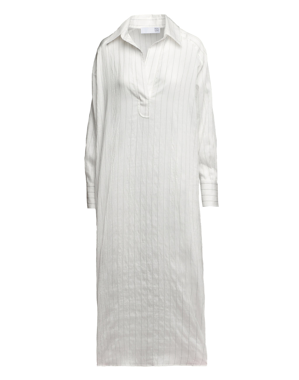 Abito Polo Lungo in Gessato Lyocell