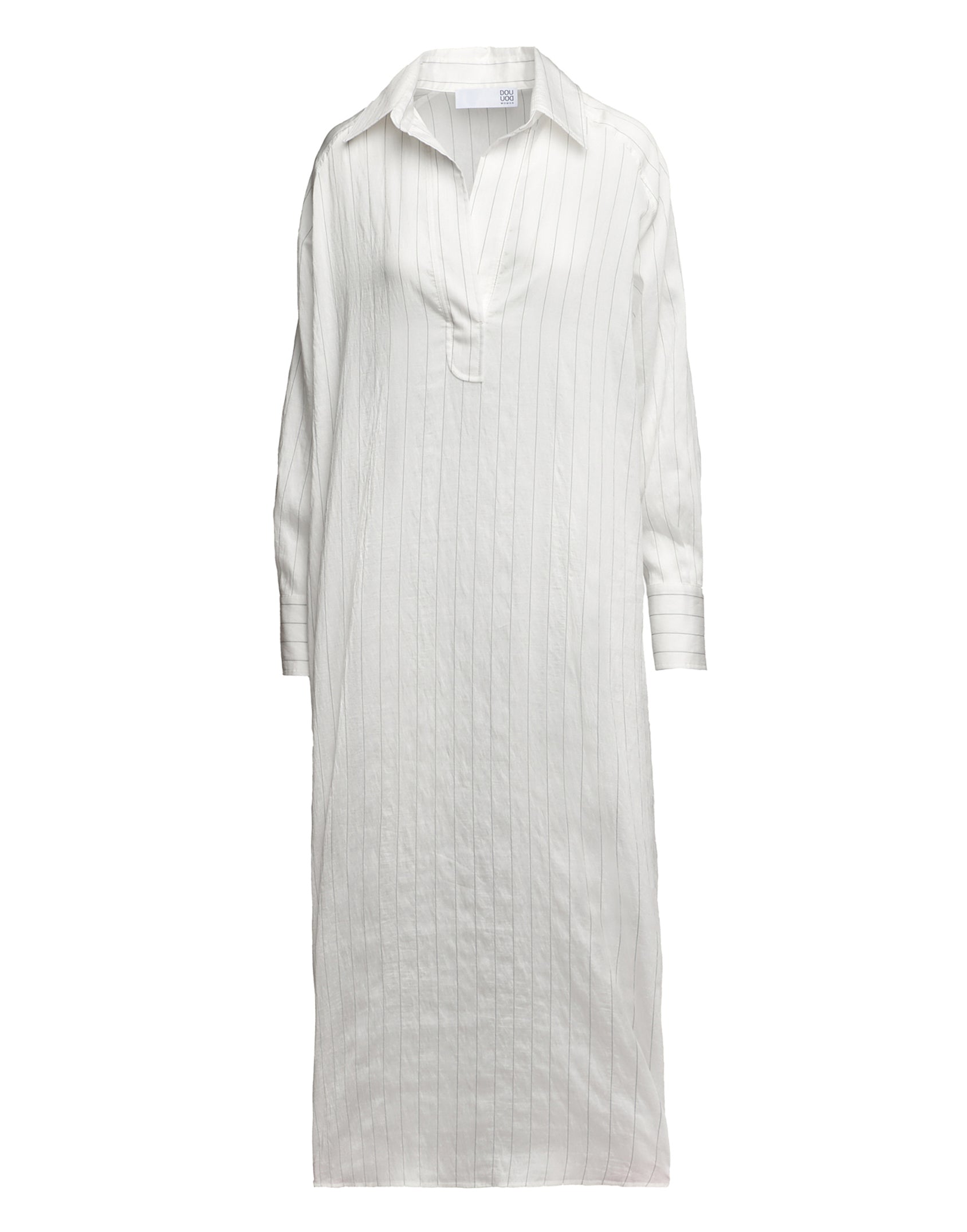 Abito Polo Lungo in Gessato Lyocell