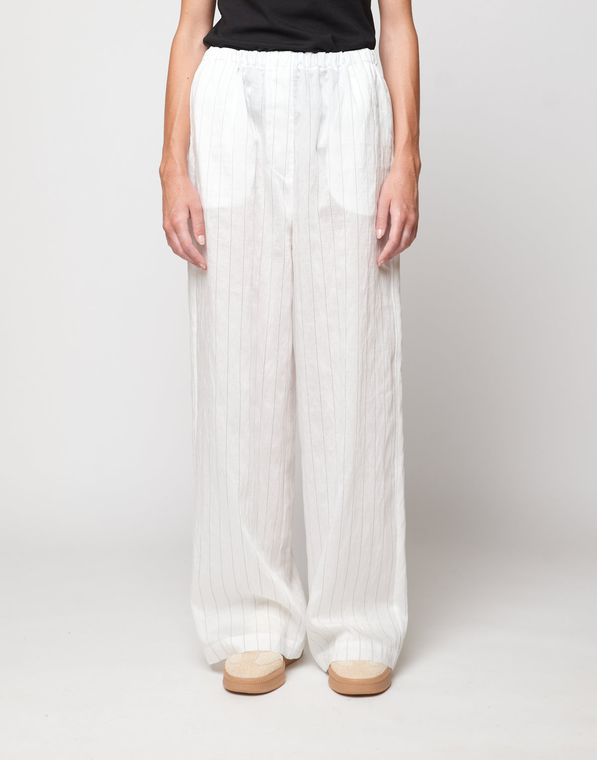 Lyocell Pinstripe Wide-Leg Trousers