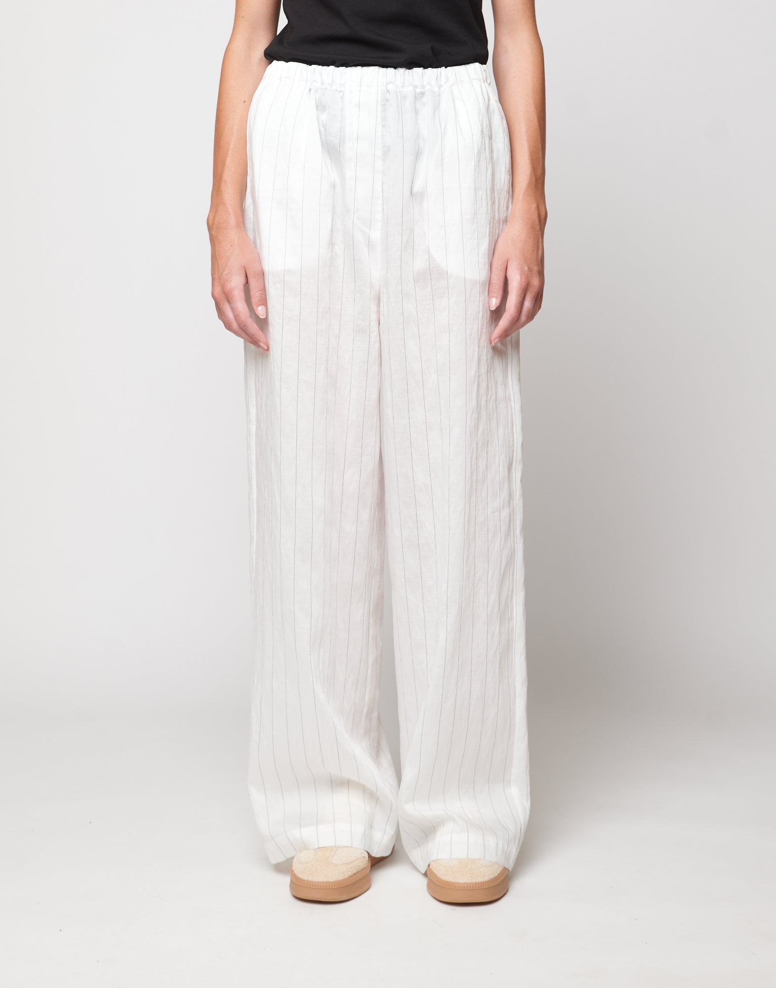 Pantaloni Wide-Leg in Gessato Lyocell