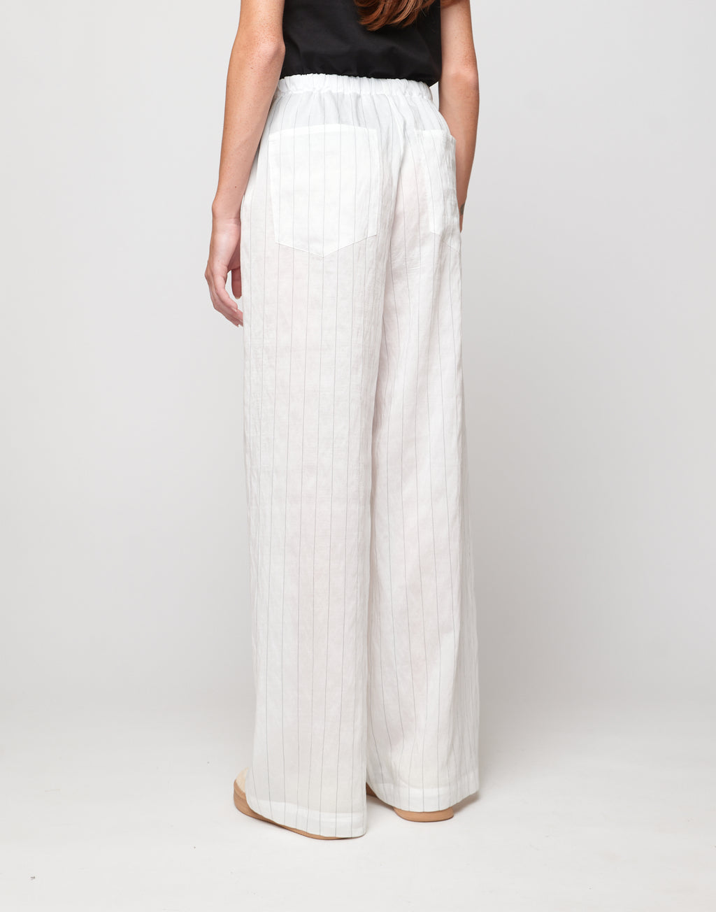 Pantaloni Wide-Leg in Gessato Lyocell