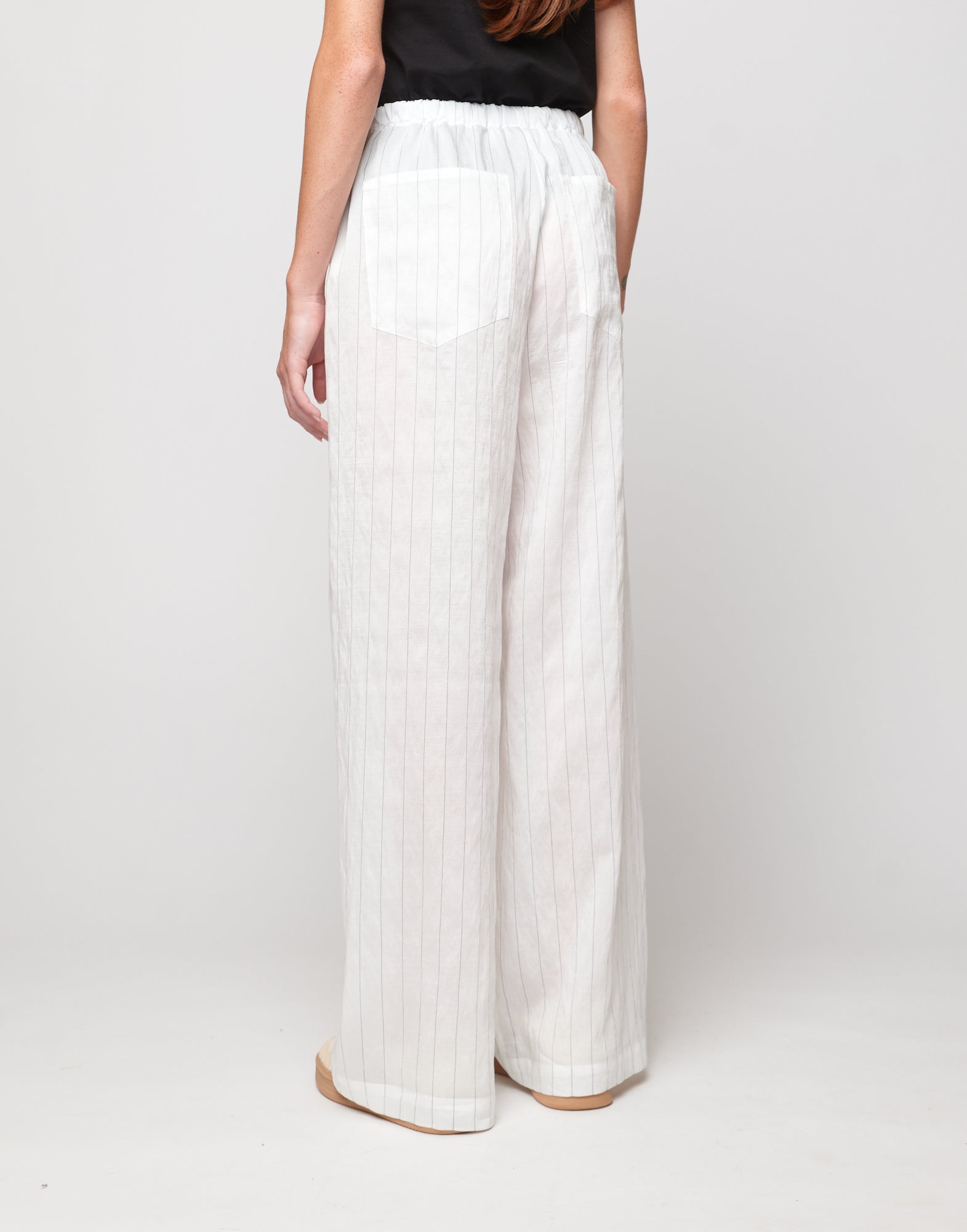 Pantaloni Wide-Leg in Gessato Lyocell