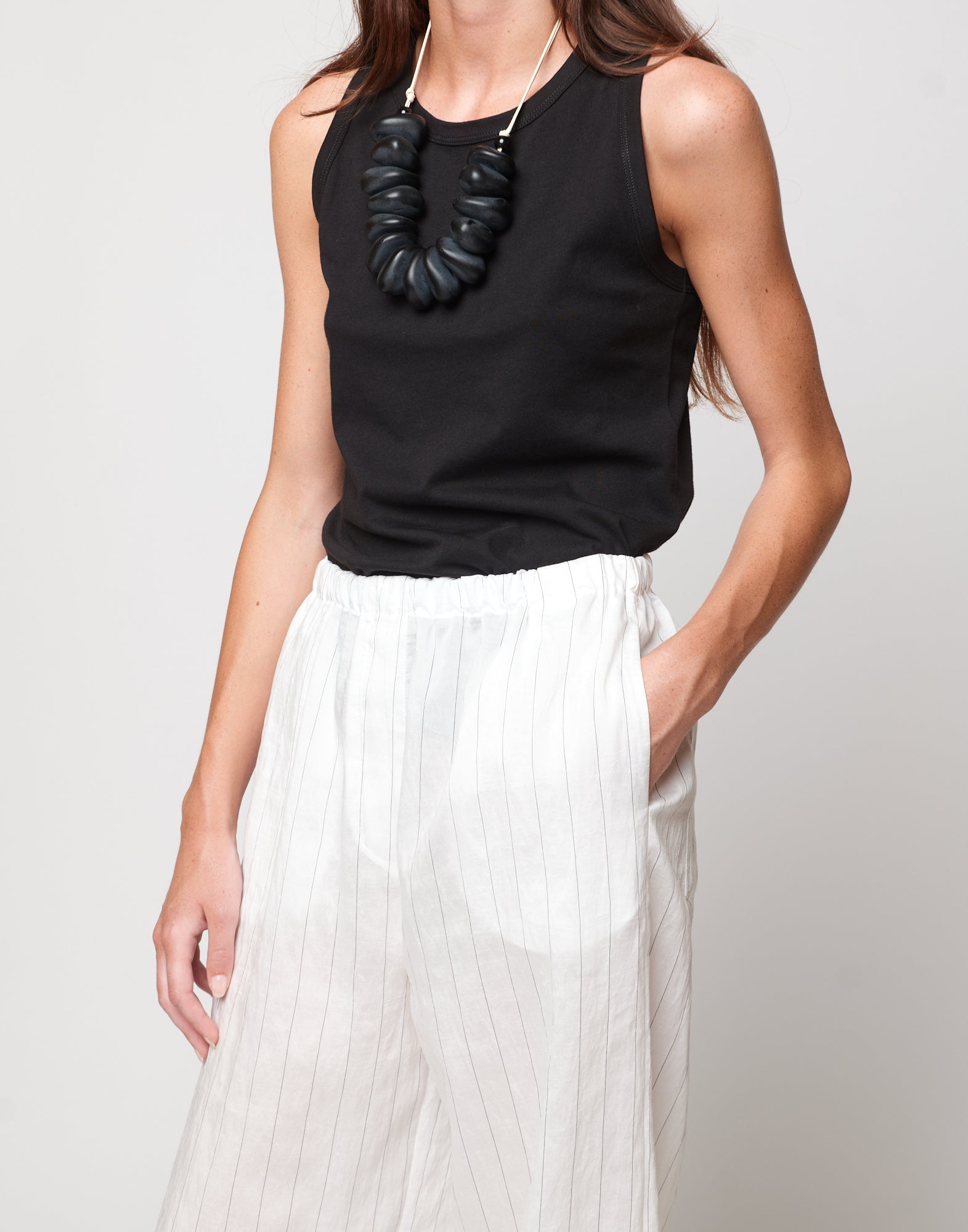 Pantaloni Wide-Leg in Gessato Lyocell