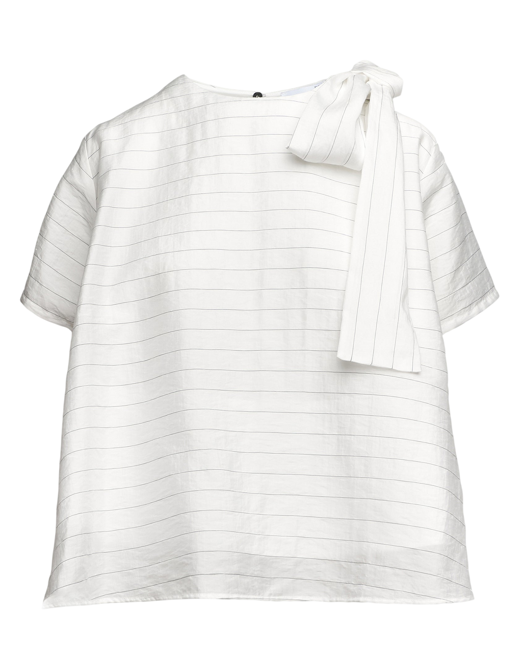 Pinstriped Lyocell Crewneck Blouse