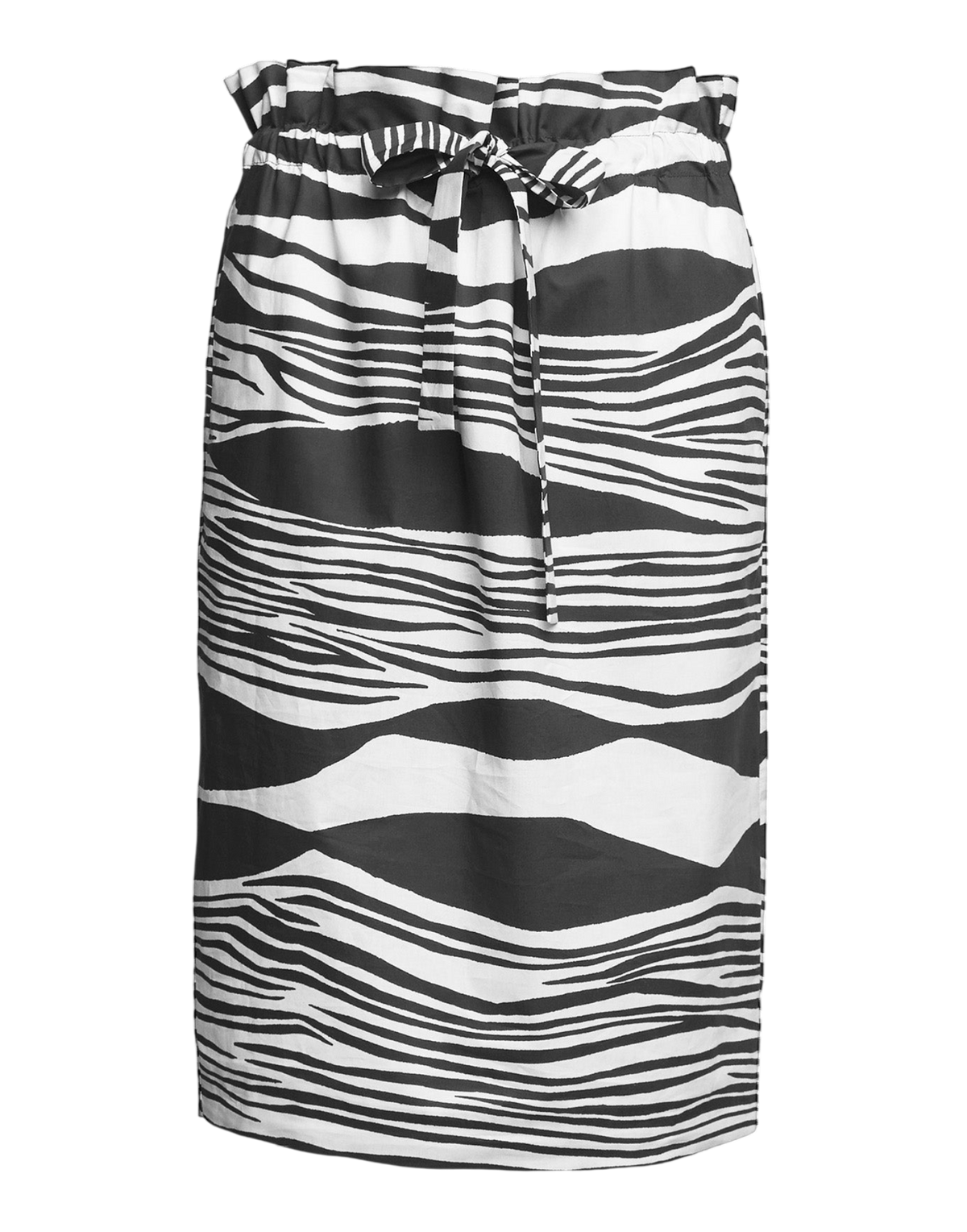 Cotton Poplin Tulip Skirt in Africa Print Off White/Black