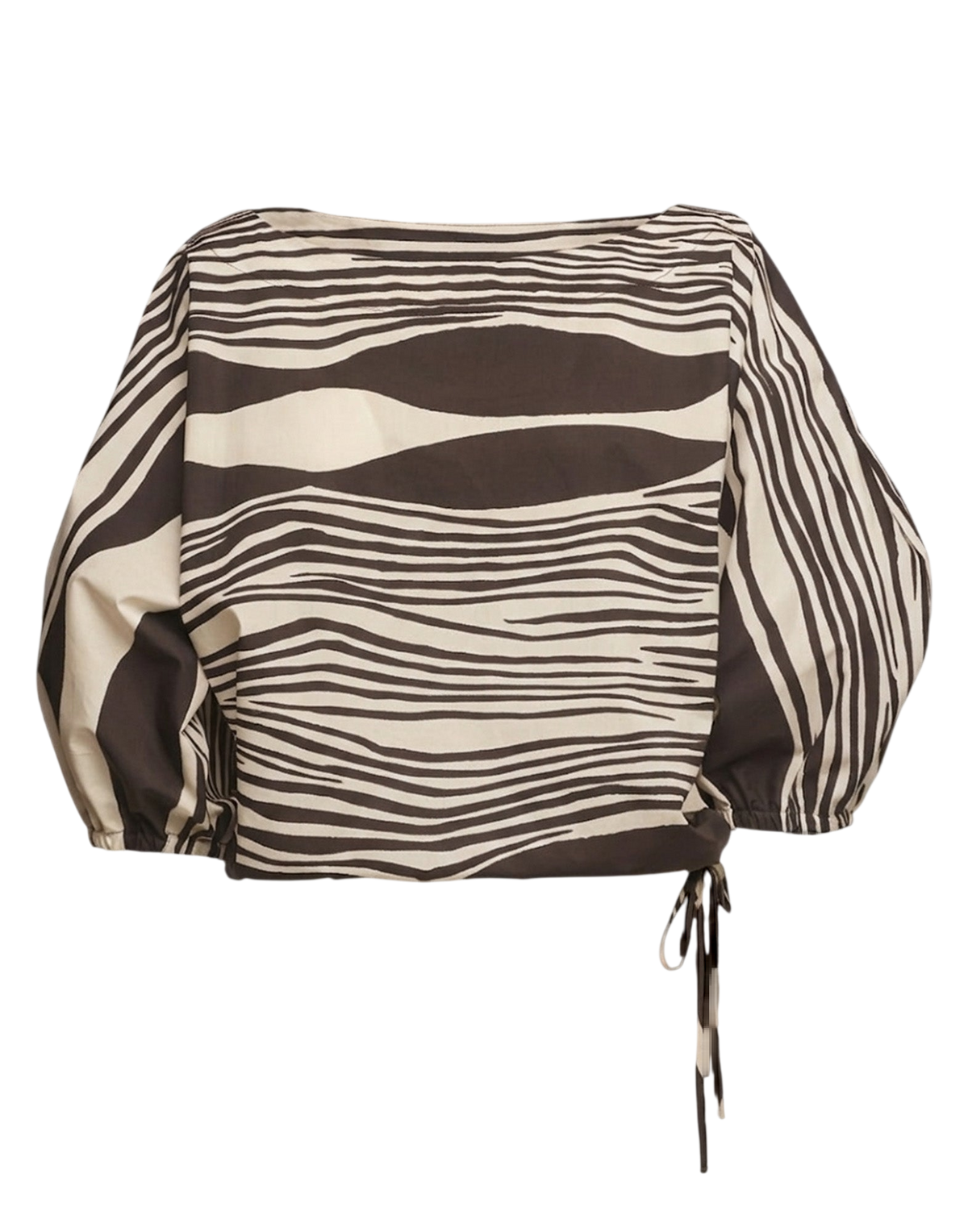 Blouse kimono en popeline de coton imprimé Orge/Fondant