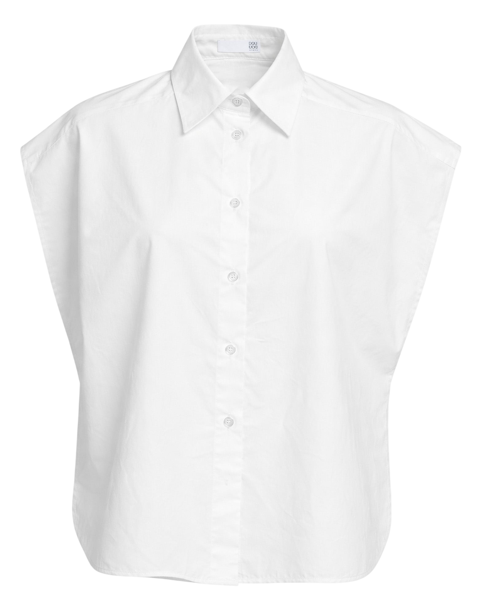 Camicia Over Smanicata in Popeline di Cotone Off White