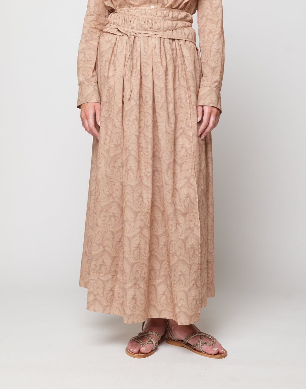 Gonna Pareo in Mussola Stampa Cashmere Corda