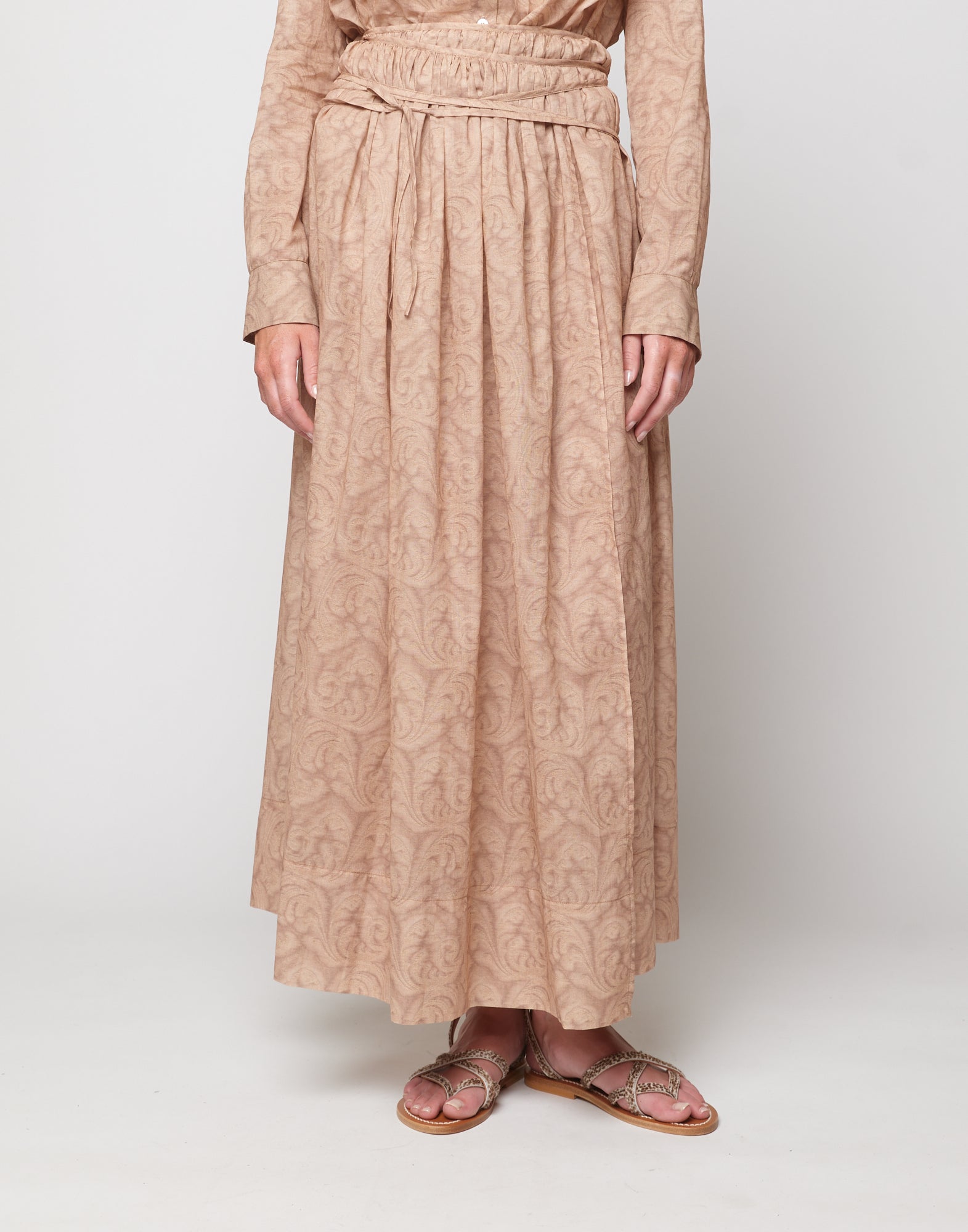 Gonna Pareo in Mussola Stampa Cashmere Corda