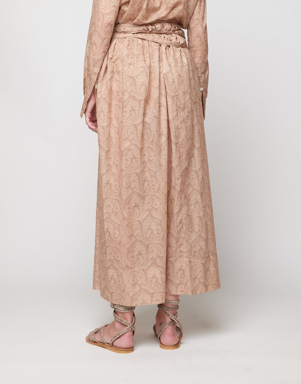 Gonna Pareo in Mussola Stampa Cashmere Corda