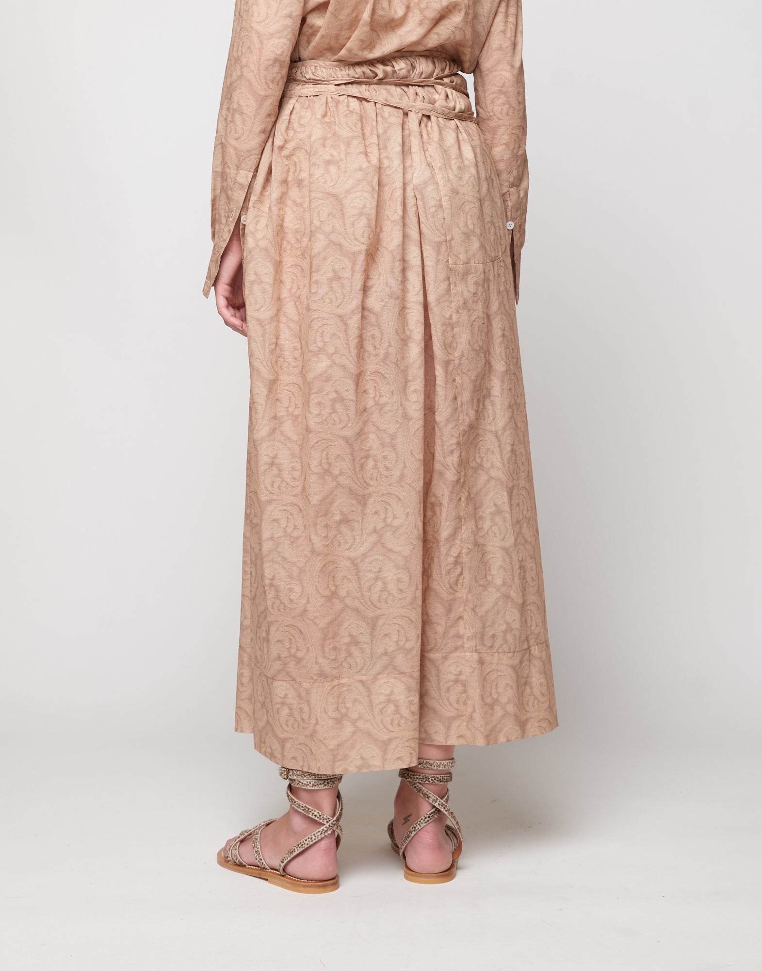 Gonna Pareo in Mussola Stampa Cashmere Corda